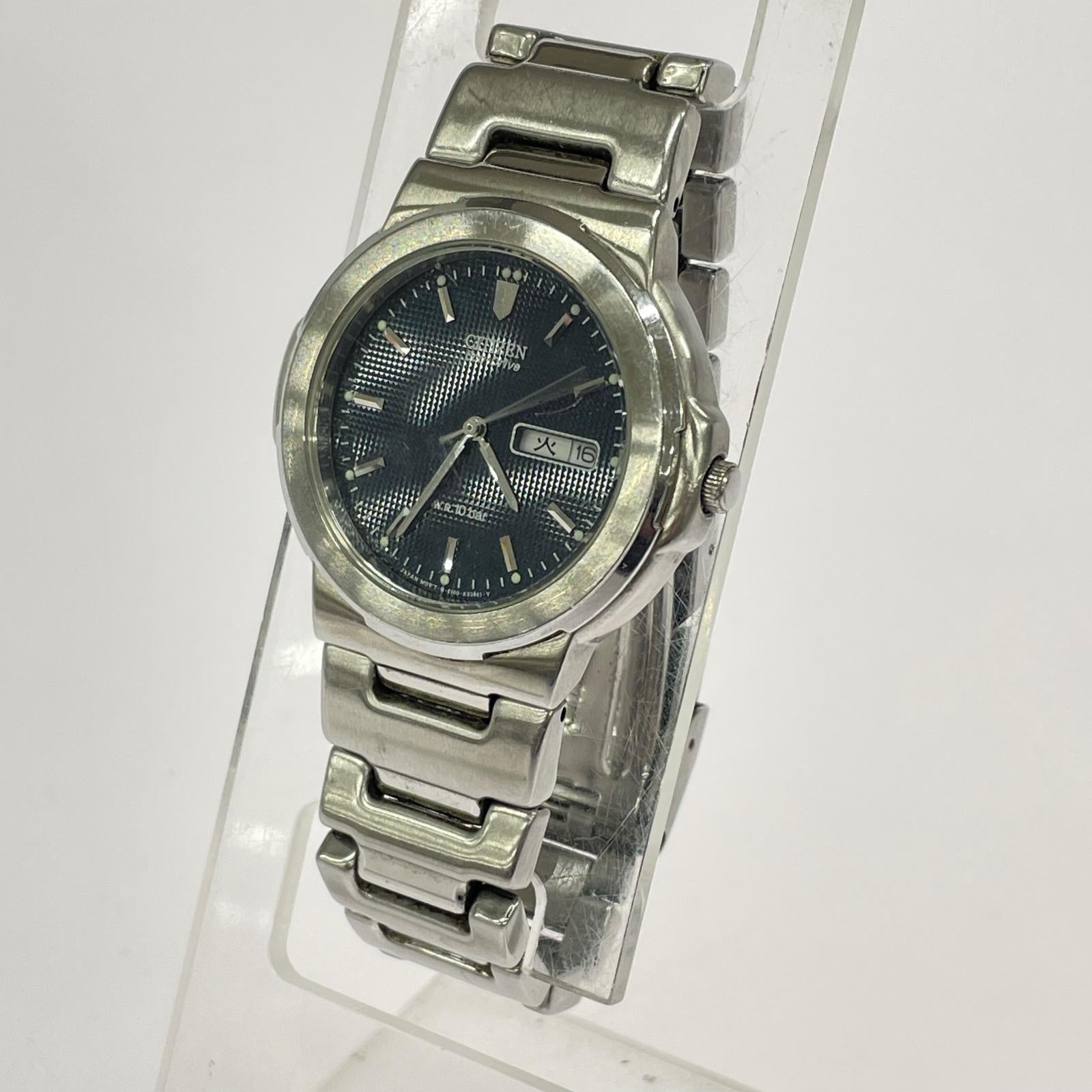 腕時計 ECO-DRIVE ソーラー腕時計 文字盤黒 シルバー