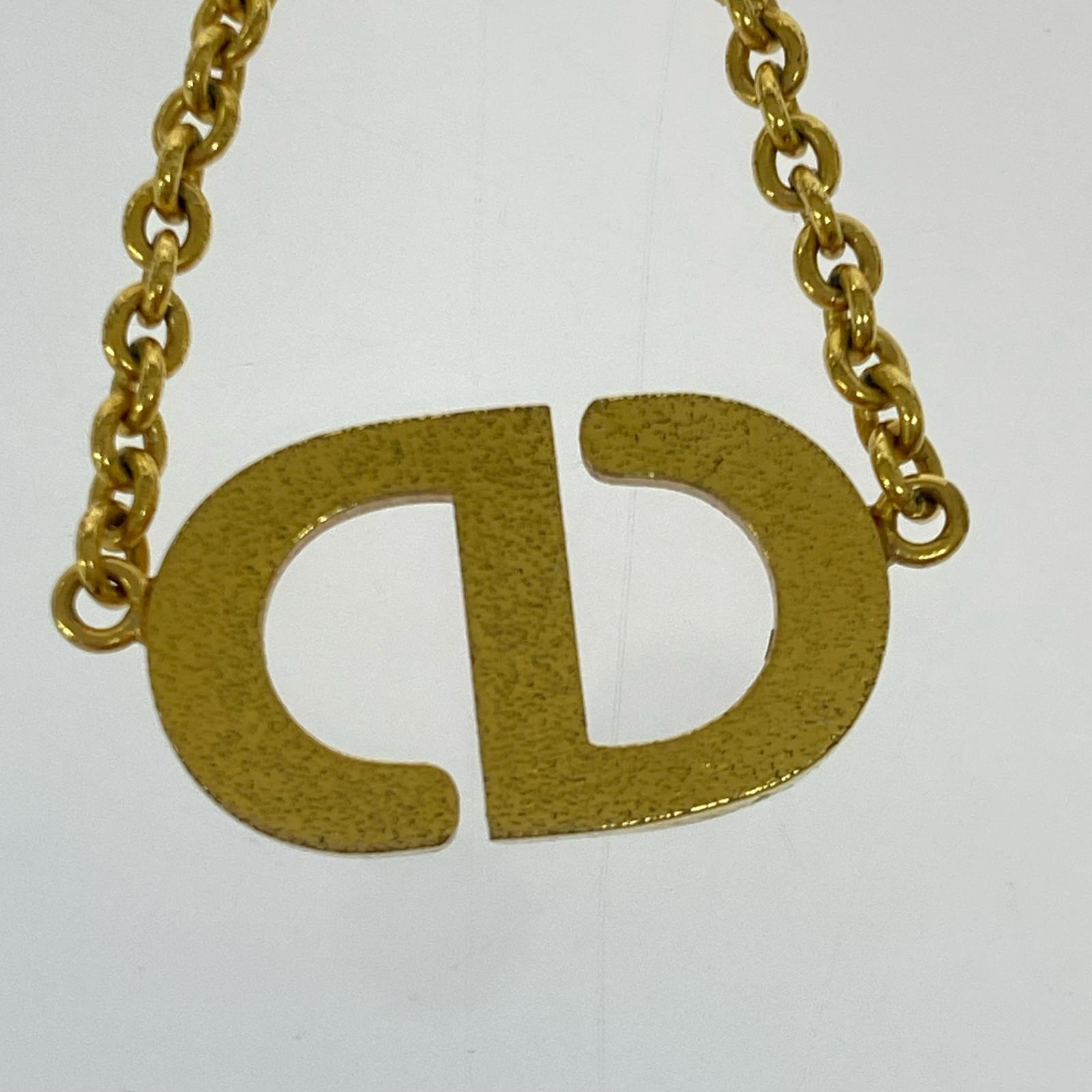 DIOR PETIT CD ラインストーン アイコンネックレス ゴールド