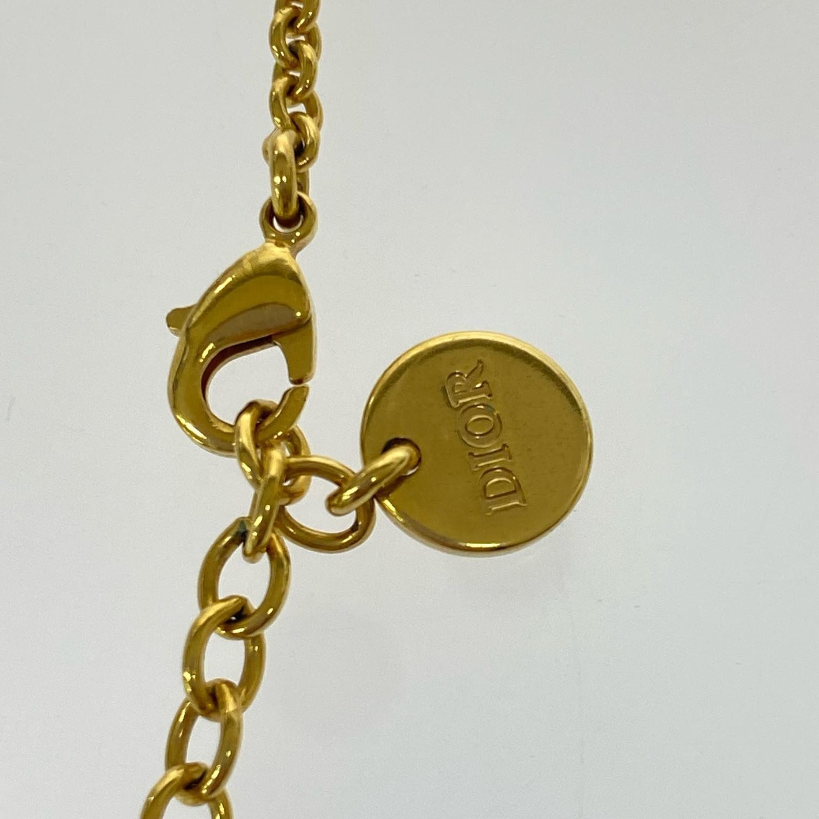 DIOR PETIT CD ラインストーン アイコンネックレス ゴールド