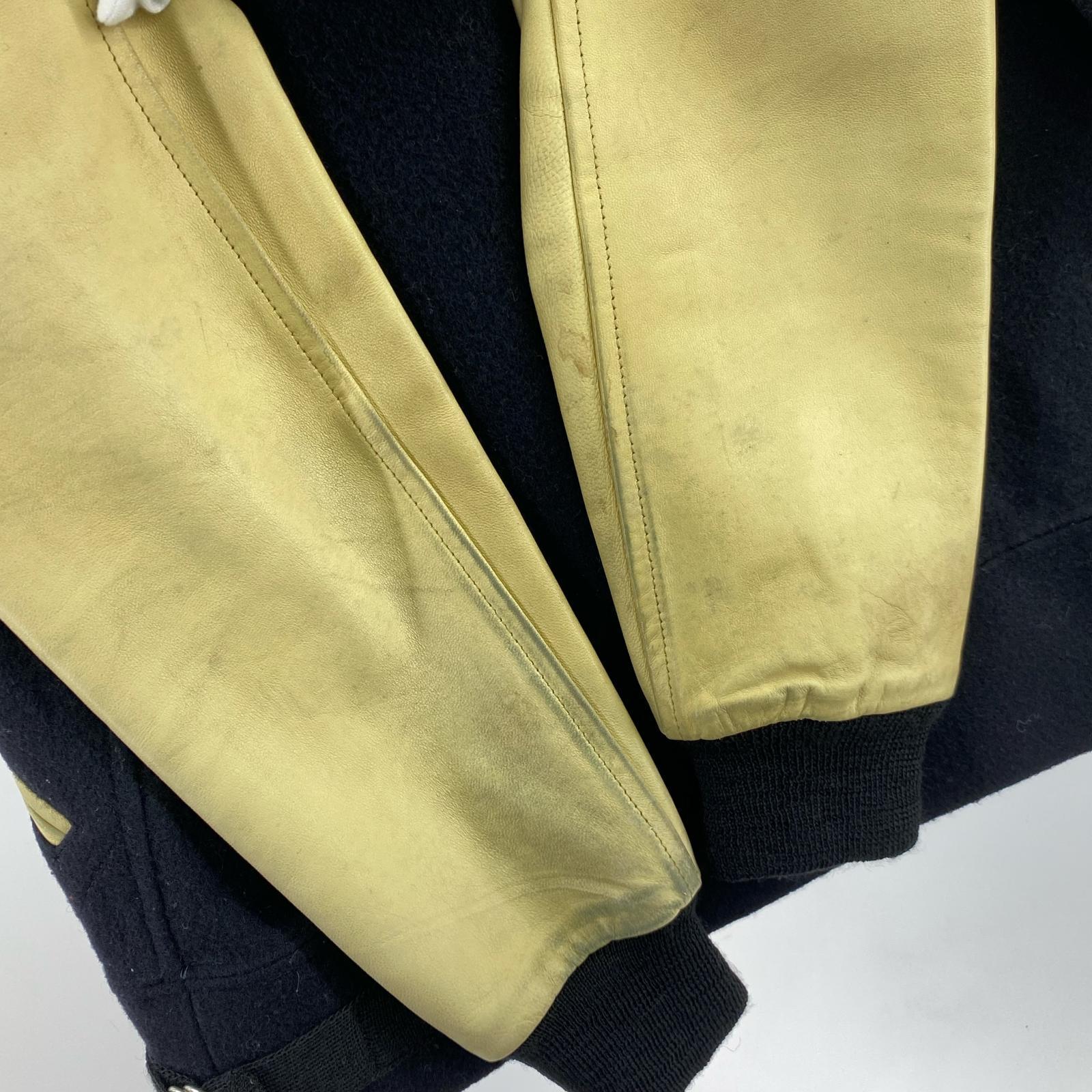 ブルゾン style eyes レザー切り替えスタジャン 36 NVY 36 ブラック