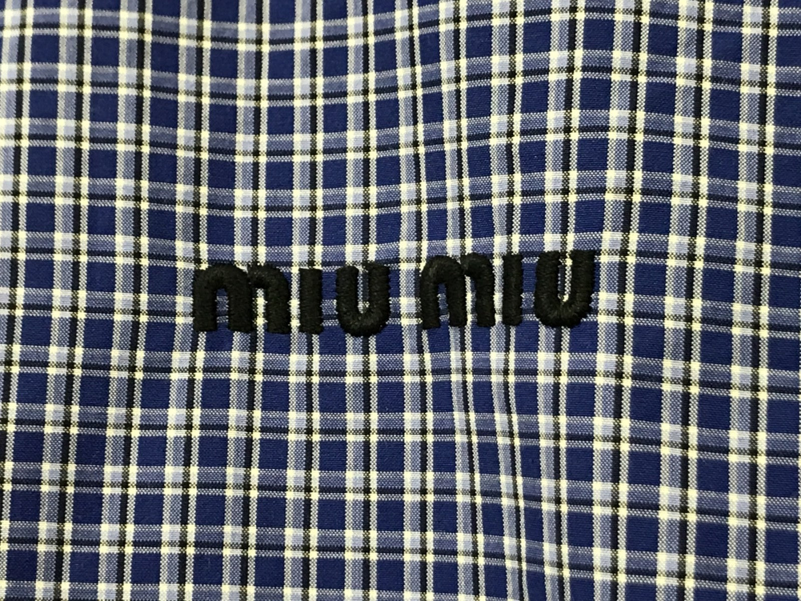 miumiu/チェックシャツ/青/38