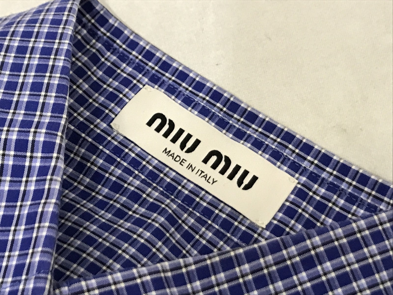 miumiu/チェックシャツ/青/38