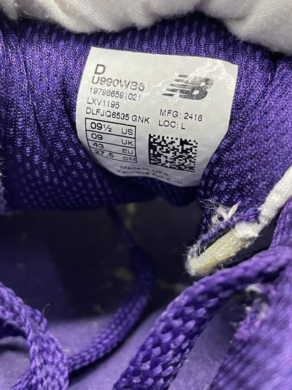 スニーカー NEW BALANCE USA製 U990WB6 PLUM 27.5cm