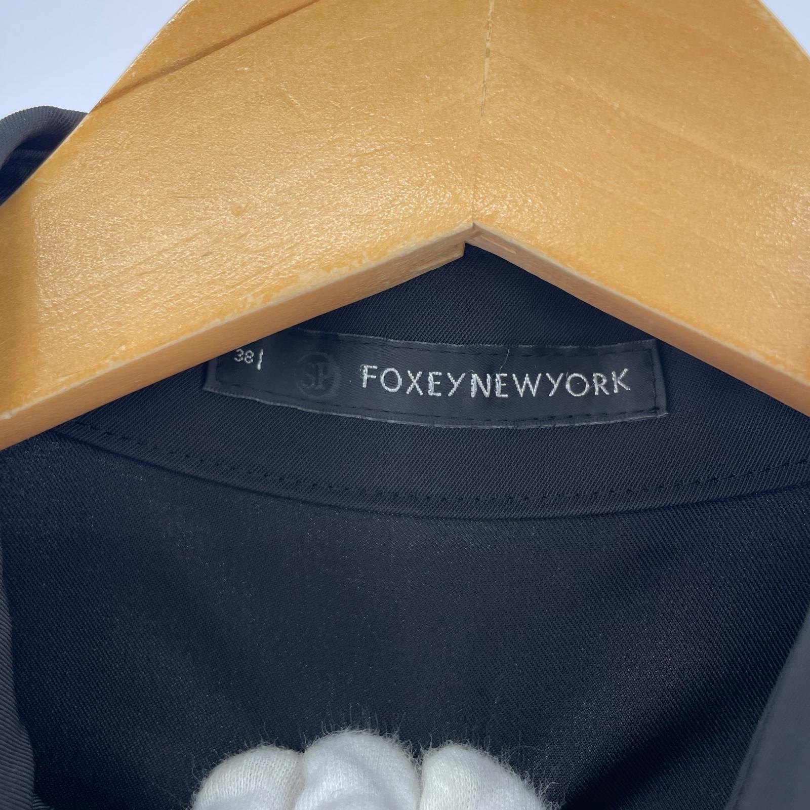 ワンピース FOXEY NEW YORK ロゴボタン スナップシャツワンピース 38 黒 ブラック