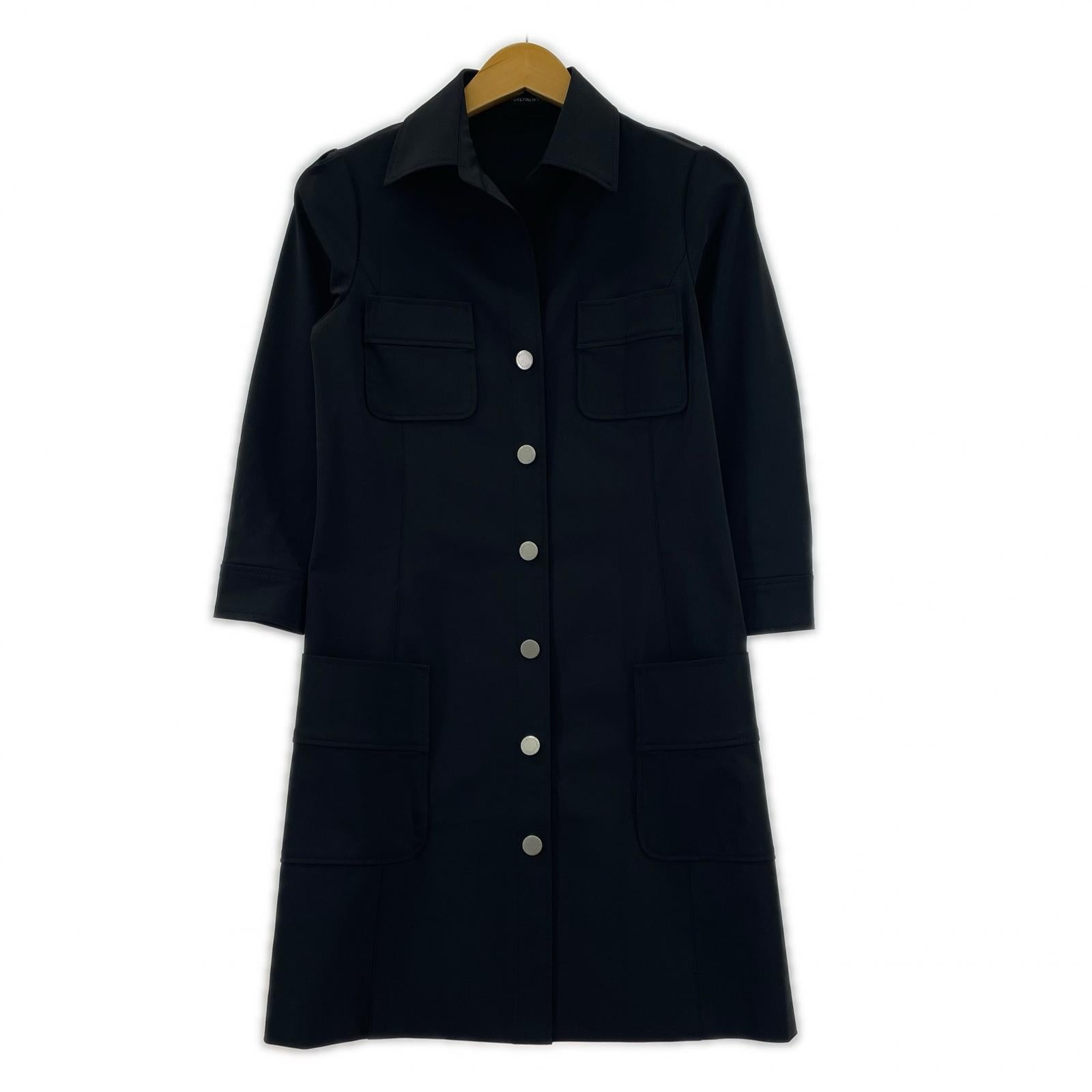 ワンピース FOXEY NEW YORK ロゴボタン スナップシャツワンピース 38 黒 ブラック