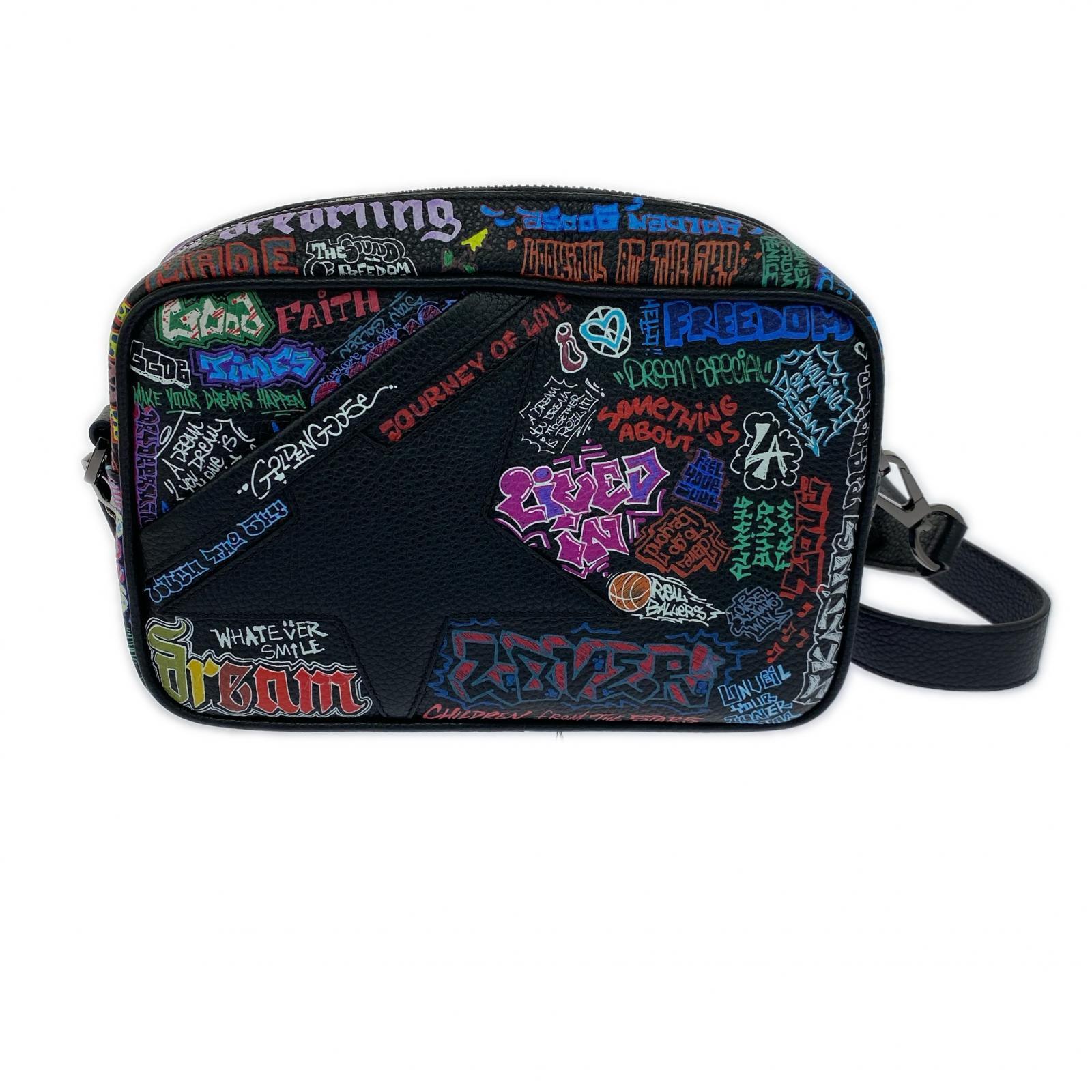 ショルダーバッグ Black Graffiti Star Hammered Leather ブラック