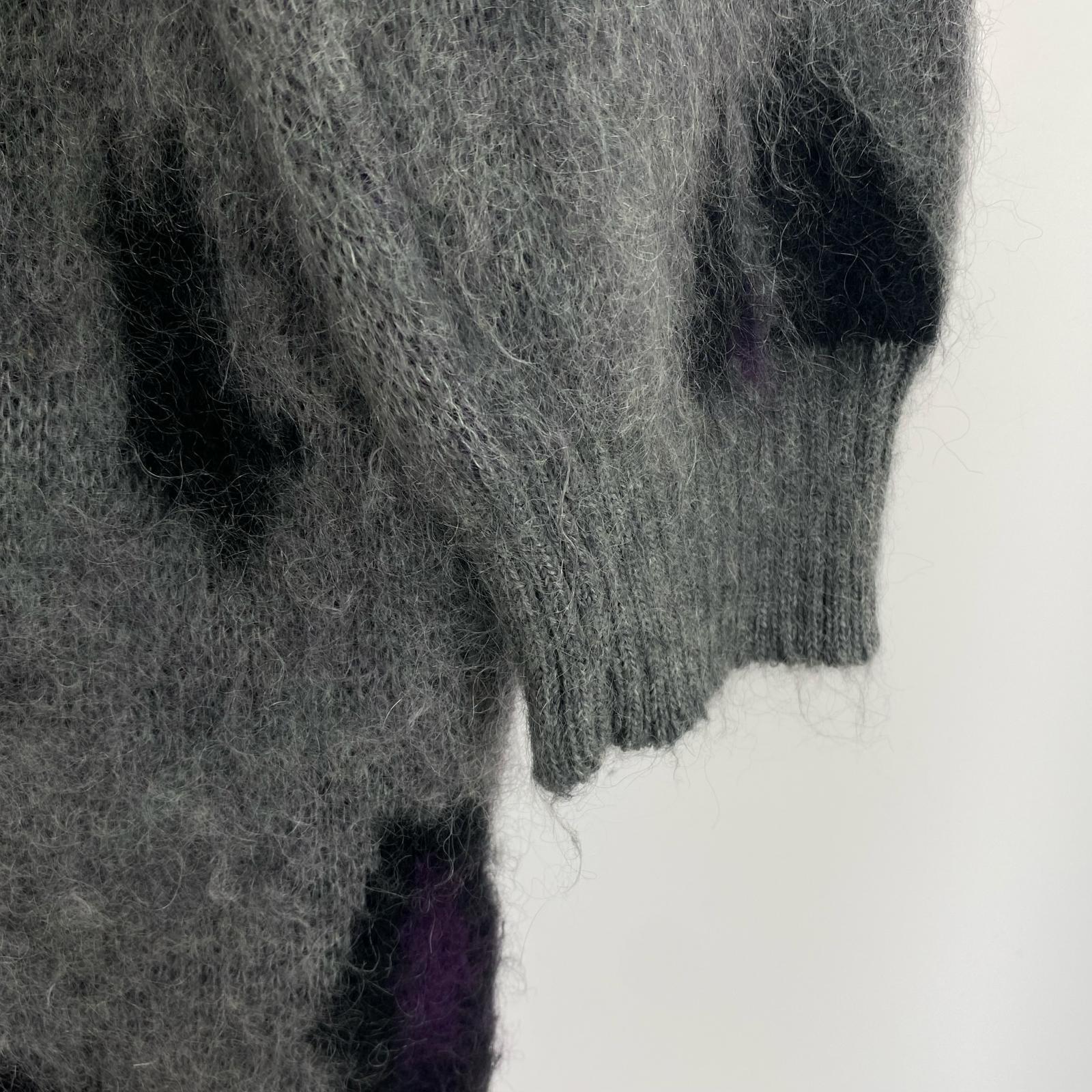 カーディガン モヘアロングカーディガン(M) グレー紫 M