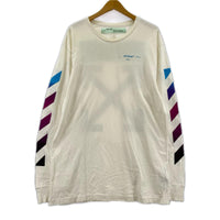 長袖Tシャツ OFF-WHITE Diag Gradient L/S T-Shirt OMAB001F18185005 白 (XXL) ホワイト