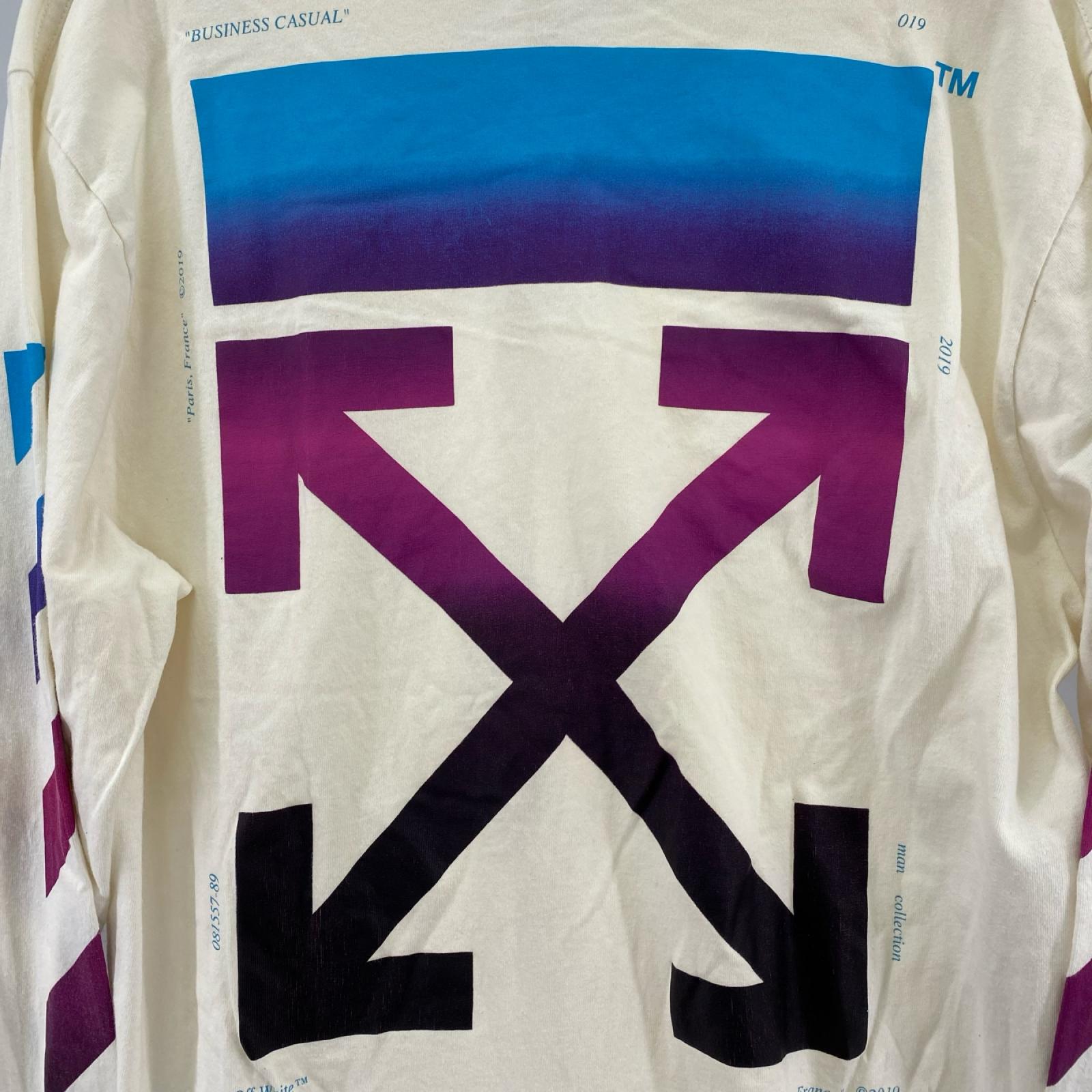 長袖Tシャツ OFF-WHITE Diag Gradient L/S T-Shirt OMAB001F18185005 白 (XXL) ホワイト