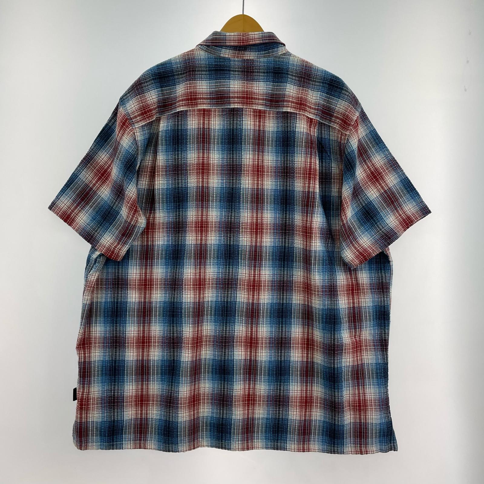 半袖シャツ 17年製 シアサッカーチェックシャツ XXL