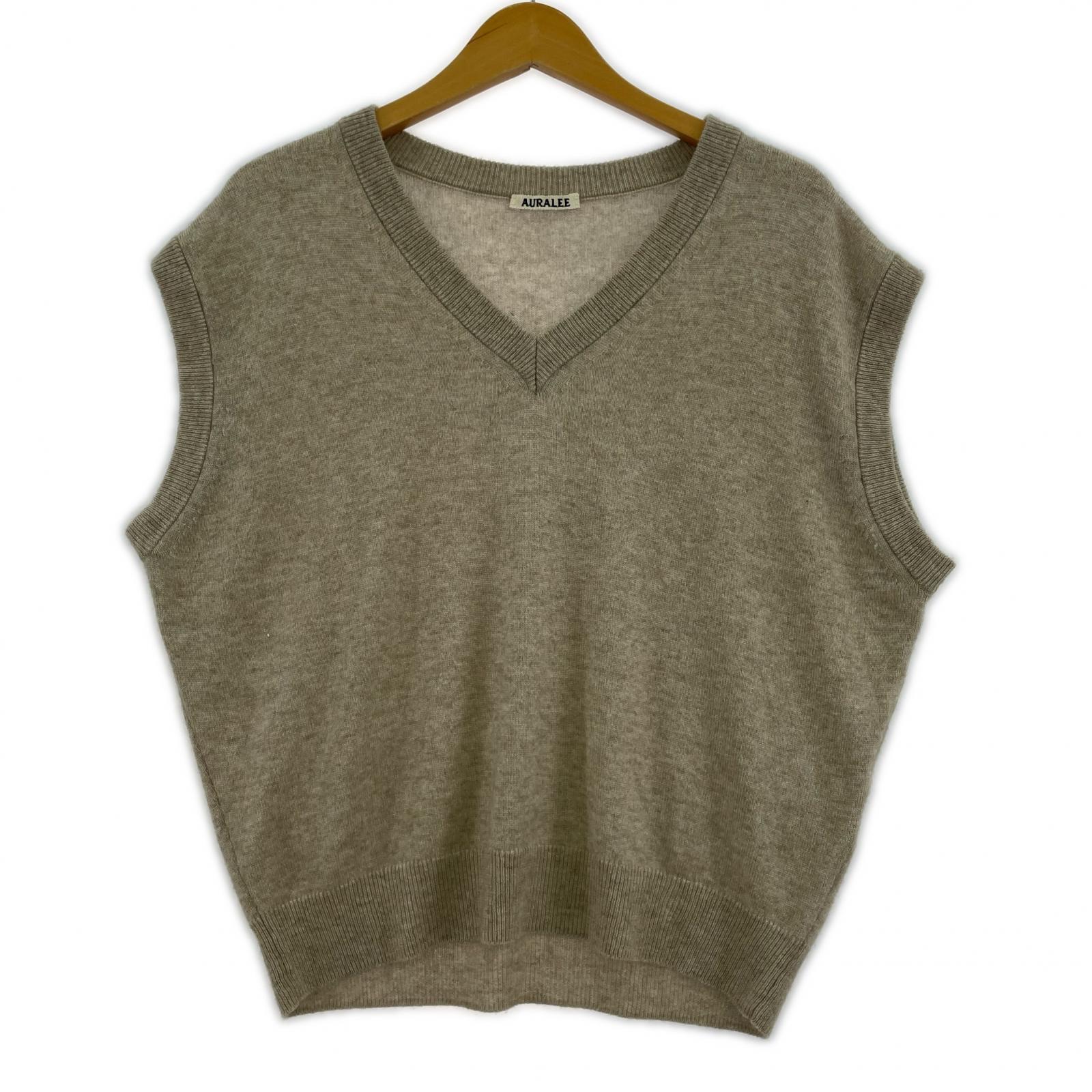 長袖シャツ AURALEE FINE CASHMERE SILK KNIT VEST 3 3 ベージュ