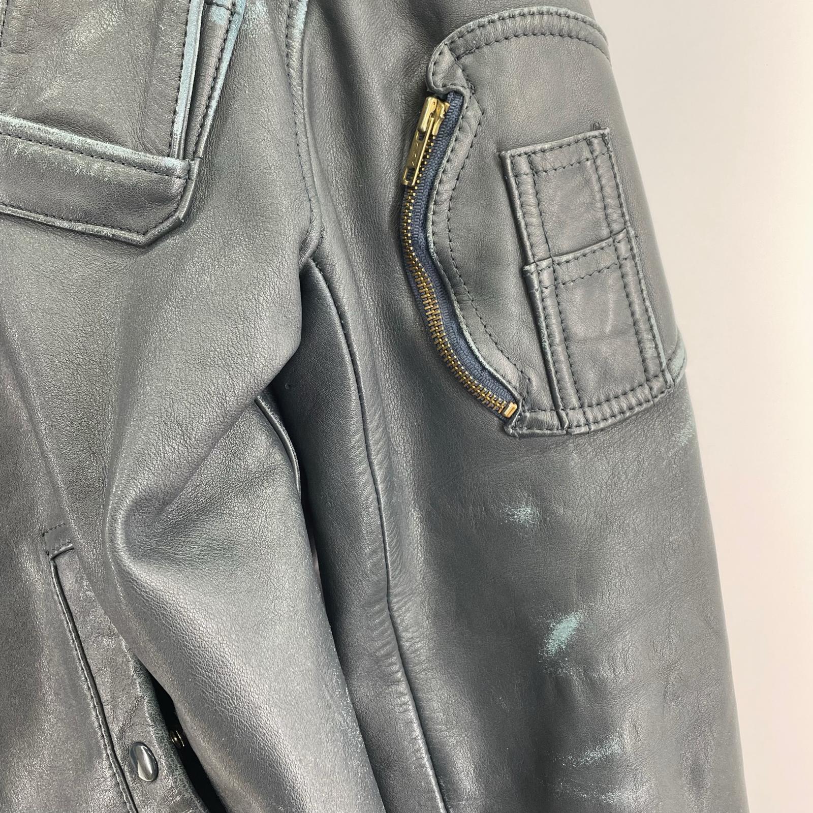 レザージャケット 70s-80s頃 フランス軍 レザー パイロットジャケット ネイビー ブラック