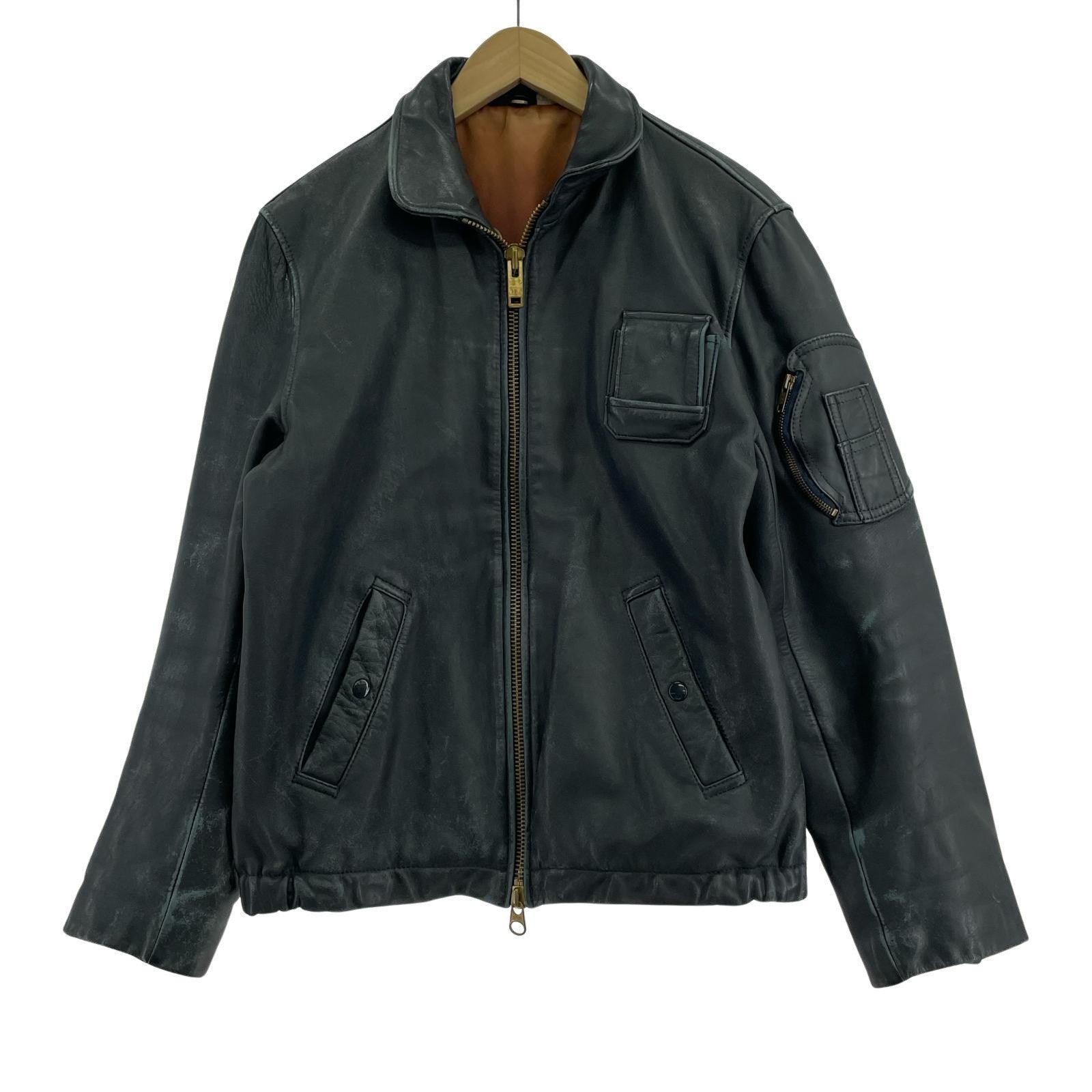 レザージャケット 70s-80s頃 フランス軍 レザー パイロットジャケット ネイビー ブラック