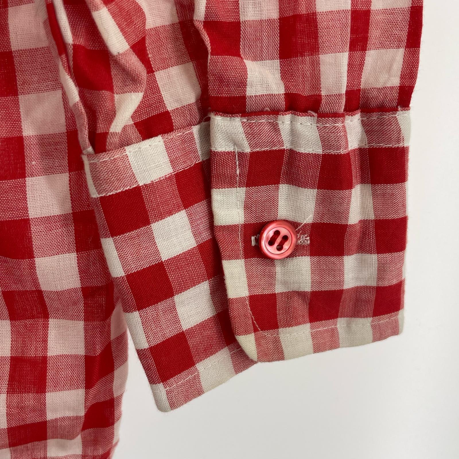 長袖シャツ 70's ギンガムチェックシャツ RED レッド