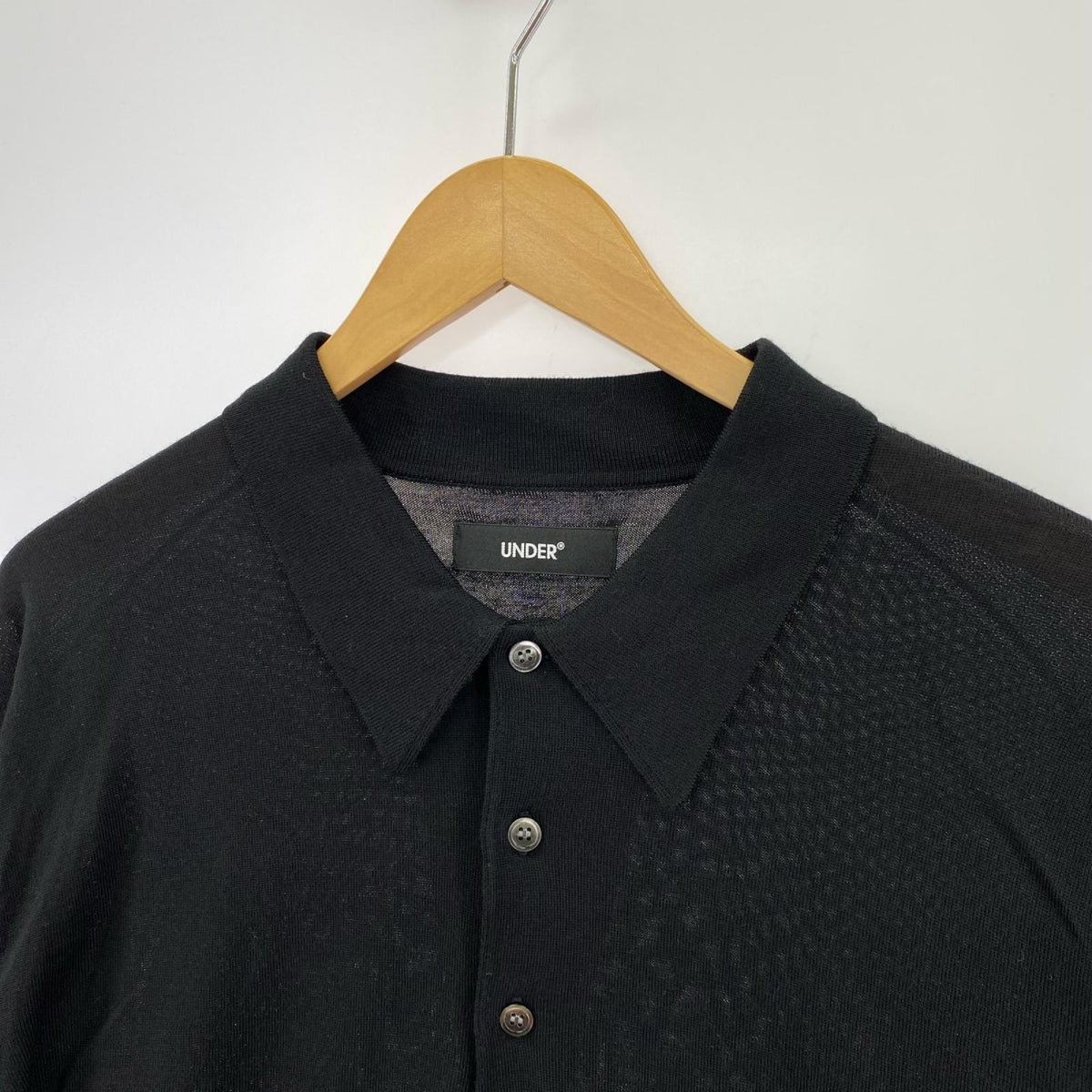 長袖Tシャツ UNDER R ハイゲージニットポロ L/Sシャツ 黒 (M) M ブラック
