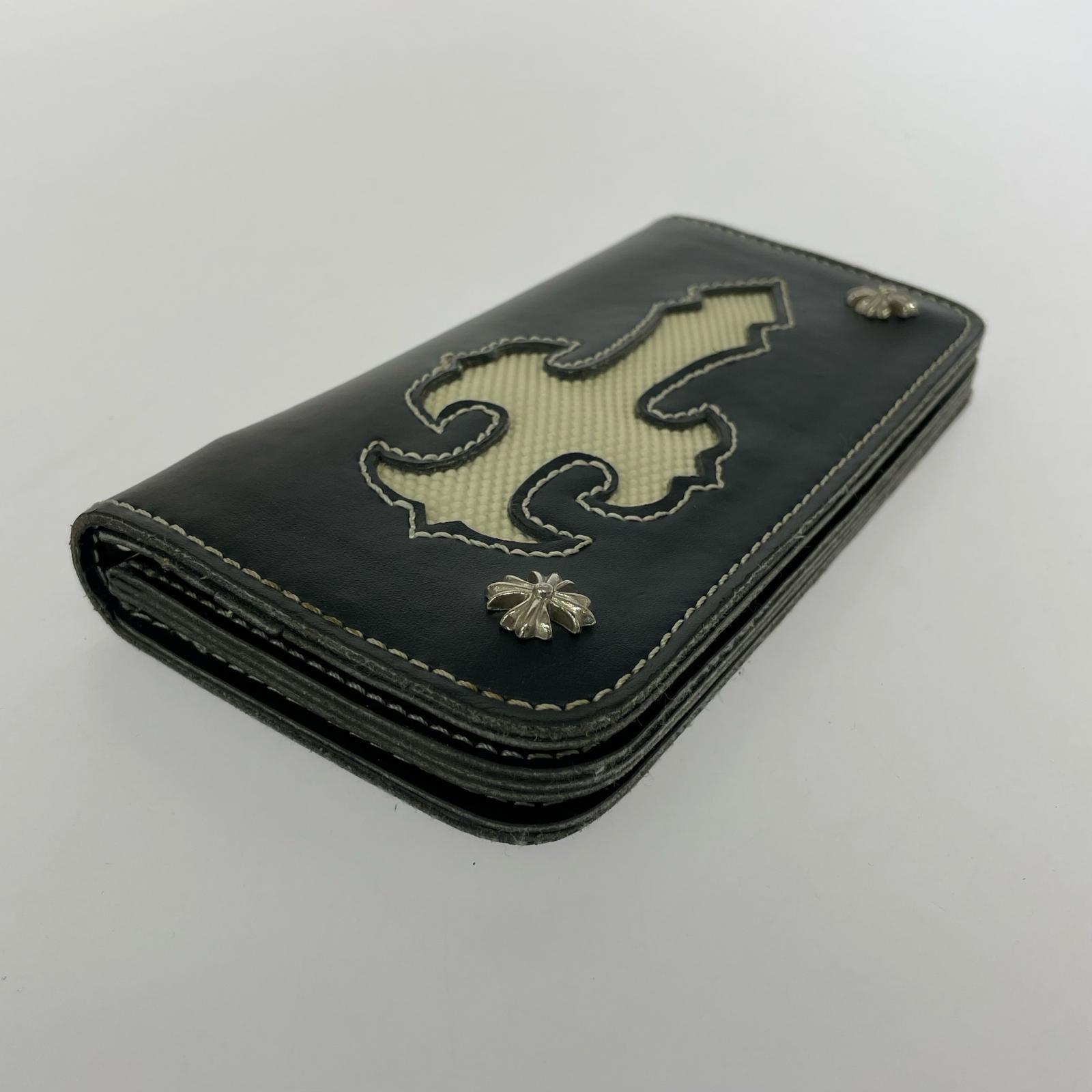 長財布 衣料A クロス レザー 長財布 黒 ブラック