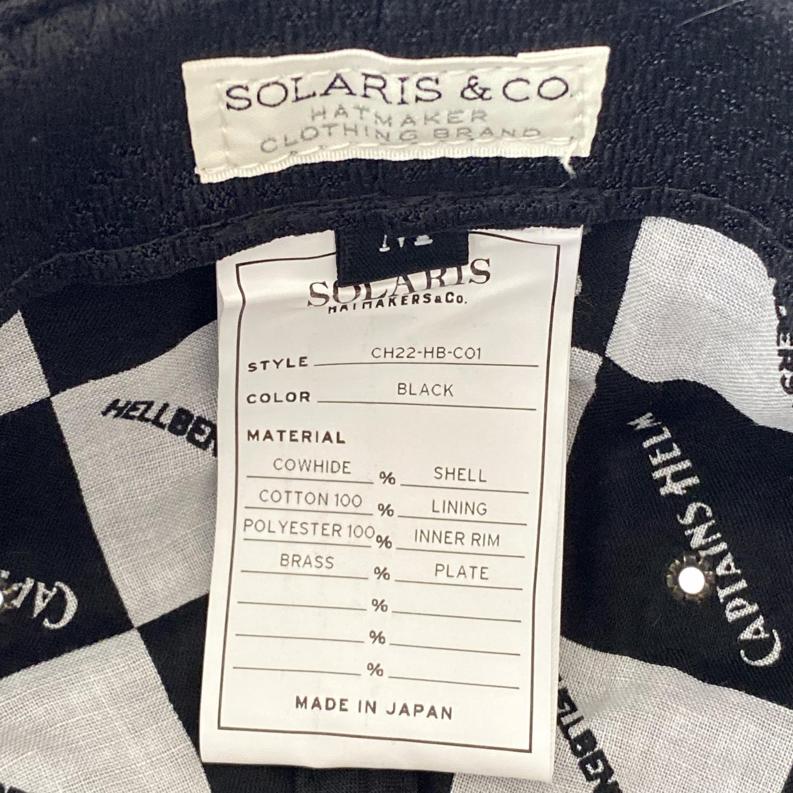 ハット SOLARIS&Co×CAPTAINS HELM×HELLBENDERS レザーハット 黒 ブラック