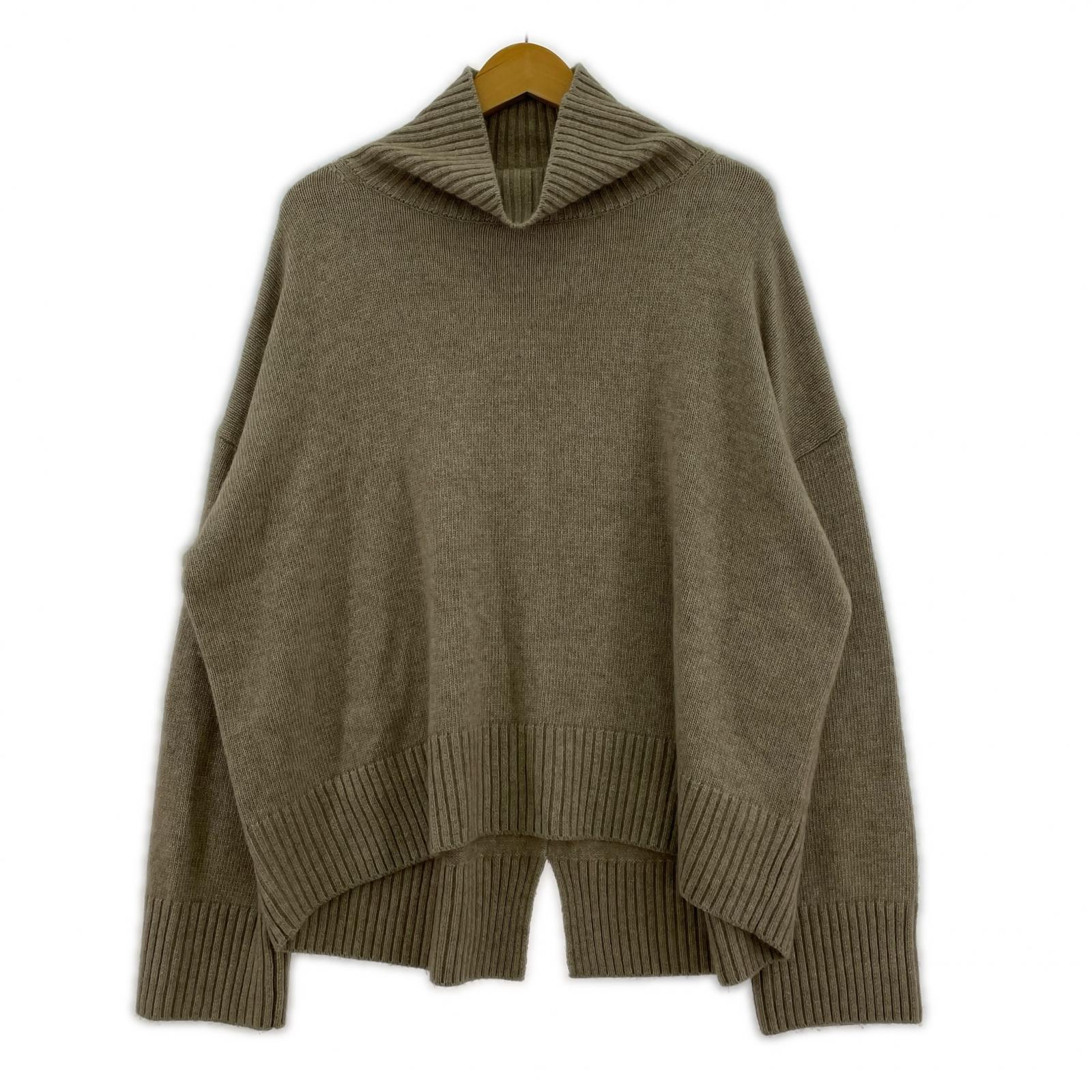 ニット カシミヤ紺 ウールタートルニット ベージュ ベージュ