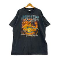 半袖Tシャツ 90s CHEVROLET シボレー ファイヤーパターン Tシャツ (XXL) ブラック