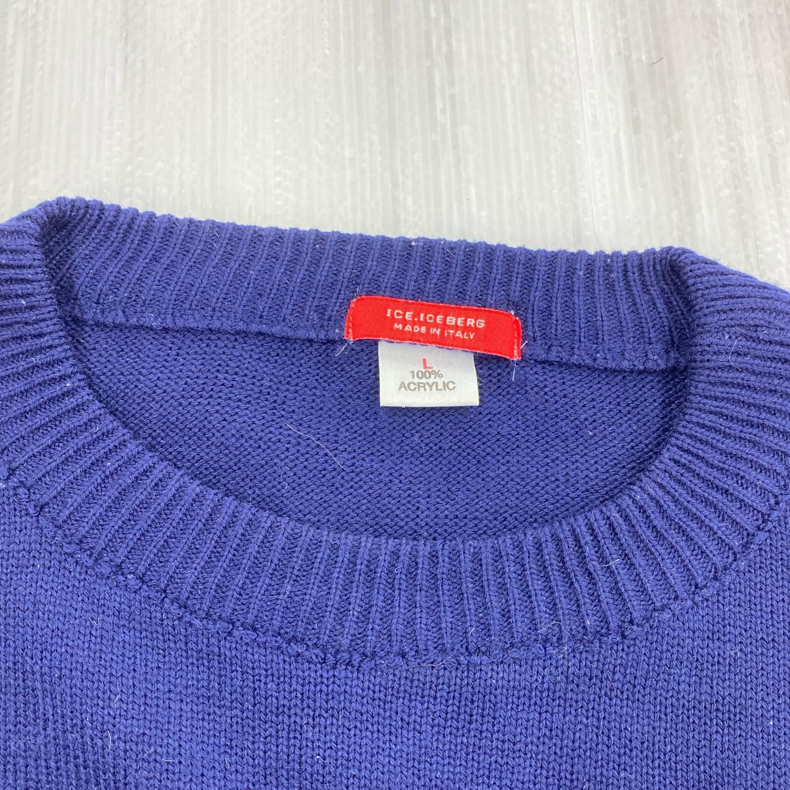 半袖Tシャツ iceberg ドナルドダッグ S/Sニット L ネイビー