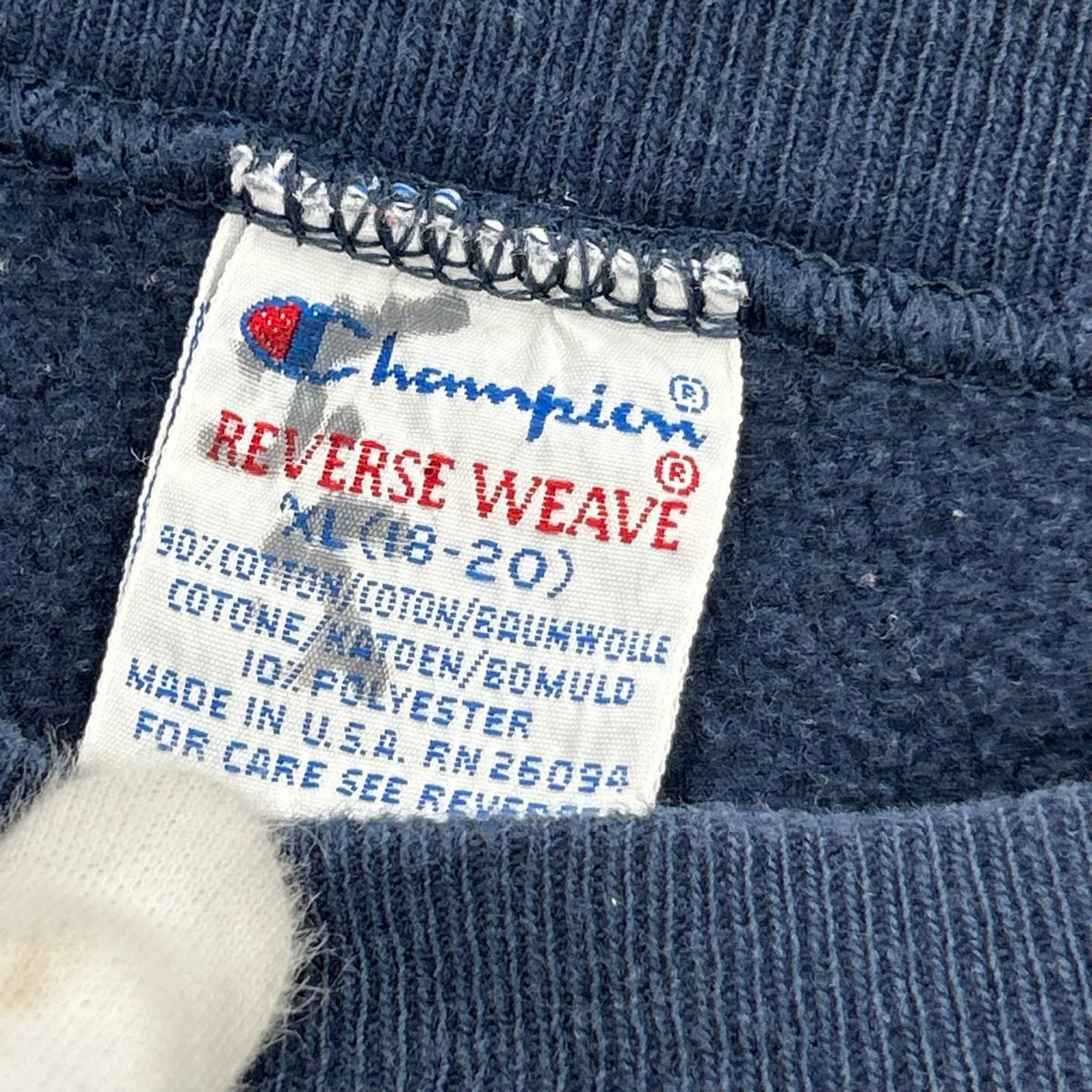 スウェット Champion 90s USA製 目あり リバースウィーブスウェット 紺 (XL) ネイビー