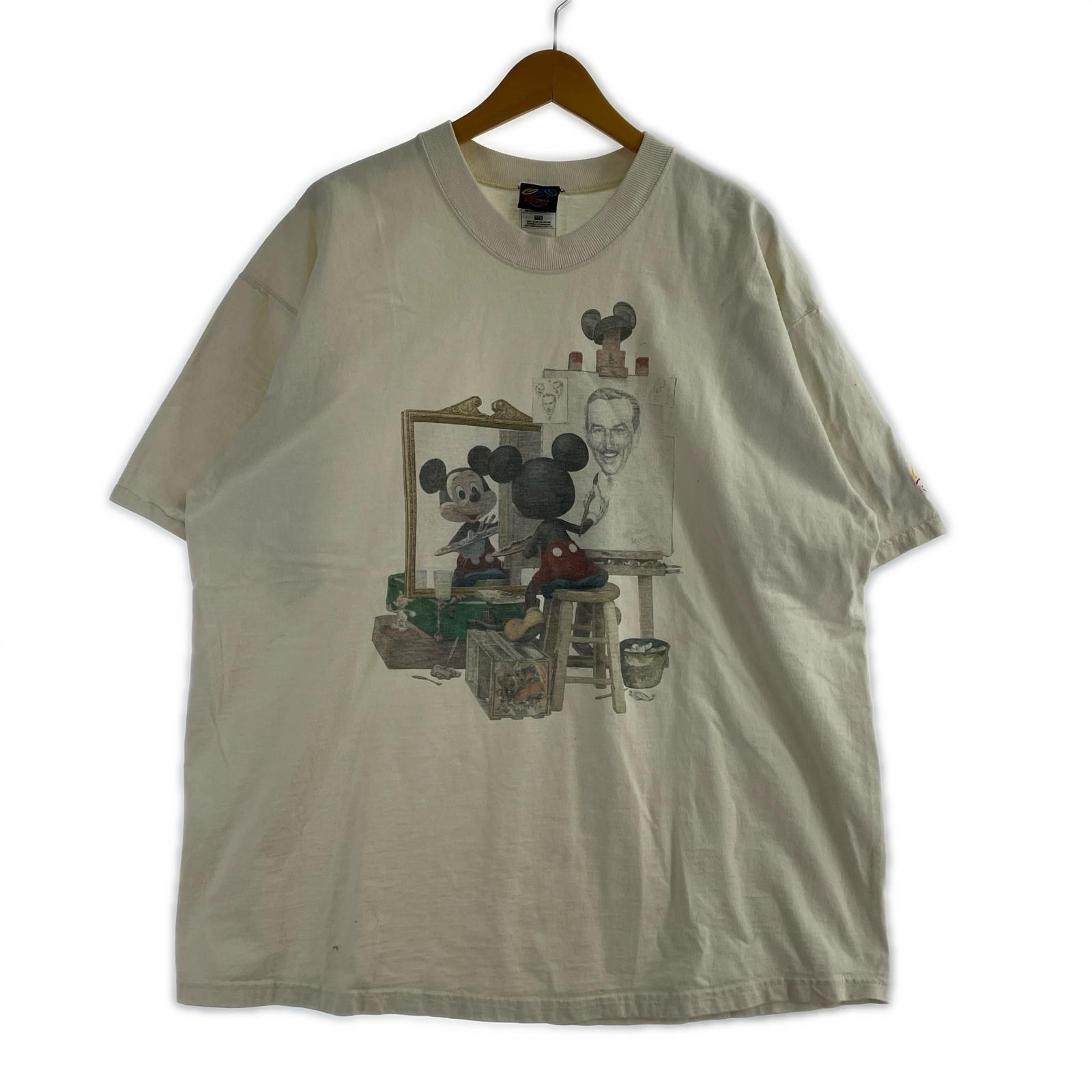 半袖Tシャツ 90s ミッキー ノーマンロックウェル パロディーTEE (XXL) ベージュ