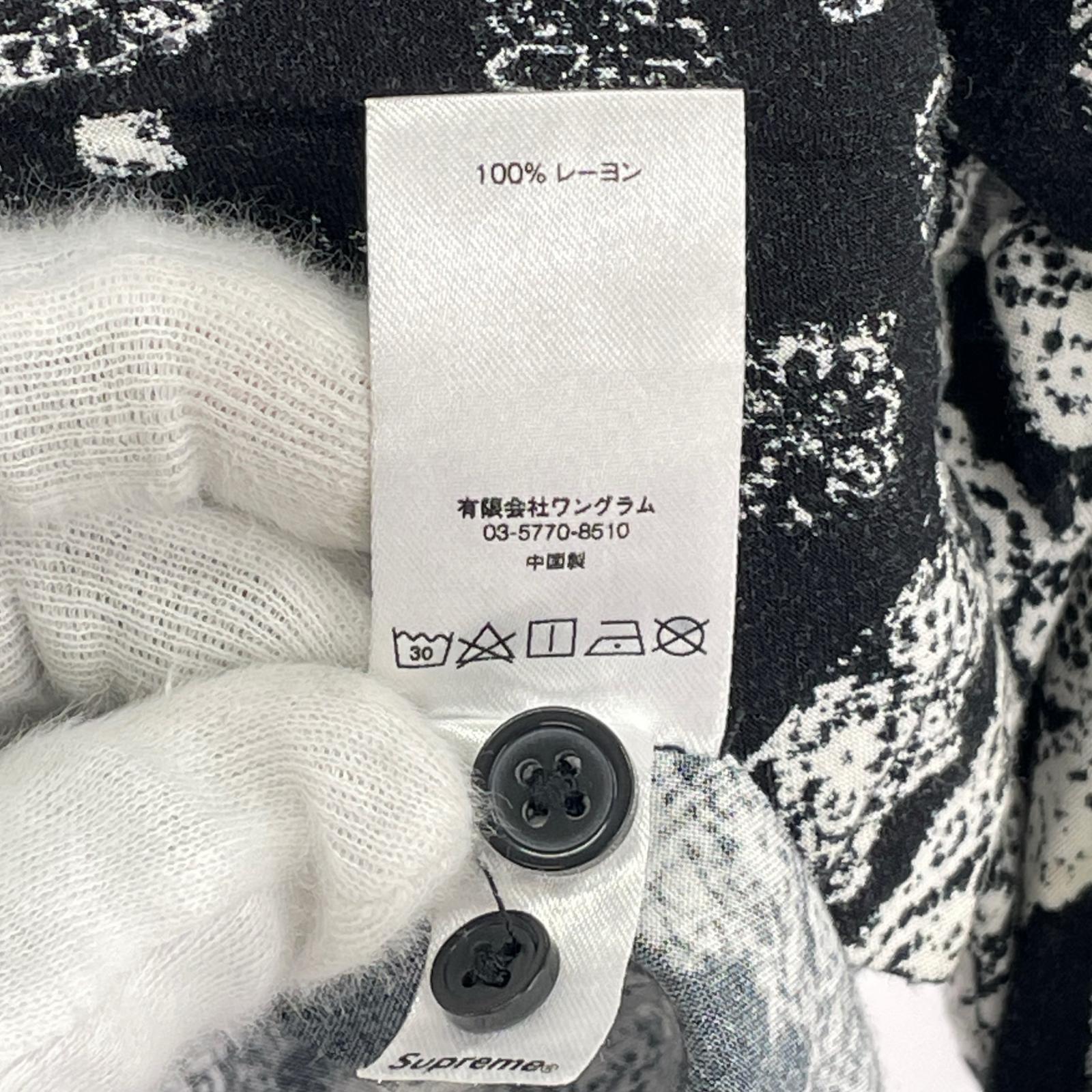 長袖シャツ 総柄レーヨンシャツ BLK M ブラック