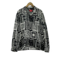 長袖シャツ 総柄レーヨンシャツ BLK M ブラック