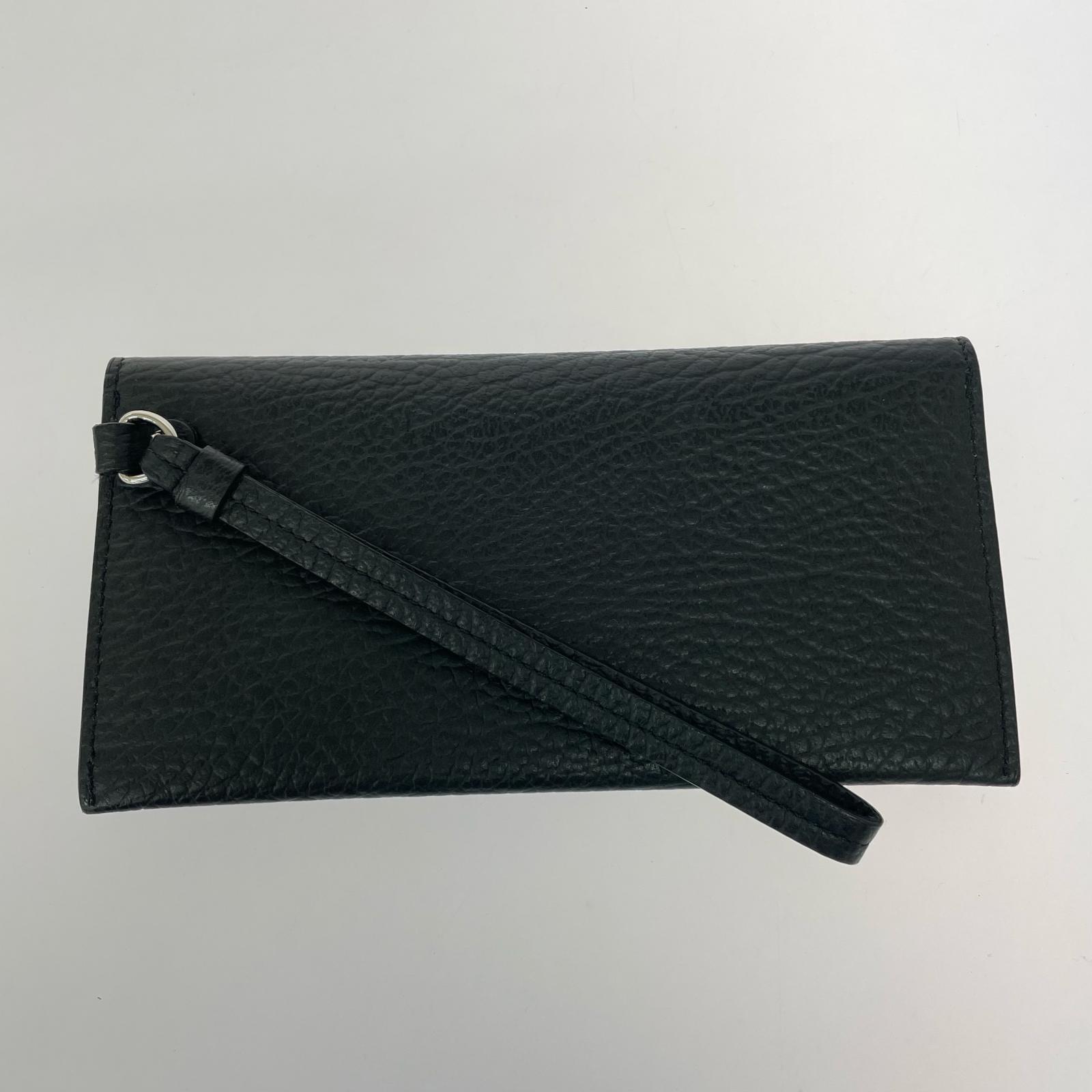 長財布 4ステッチ ハンドルウォレット レザー 黒 ブラック