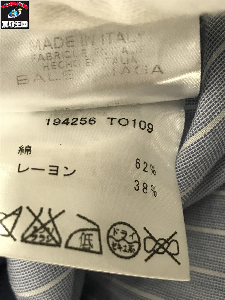ストライプ ワンポイント刺繍シャツ (L)