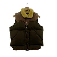 ダウンベスト LEATHER YOKE DOWN VEST(M) S ブラウン