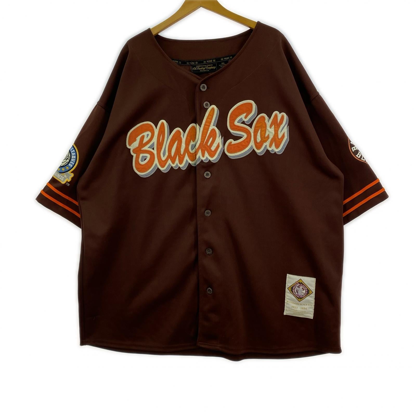 半袖Tシャツ NLBM Black Sox 刺繍 ベースボールシャツ 3XL ブラウン