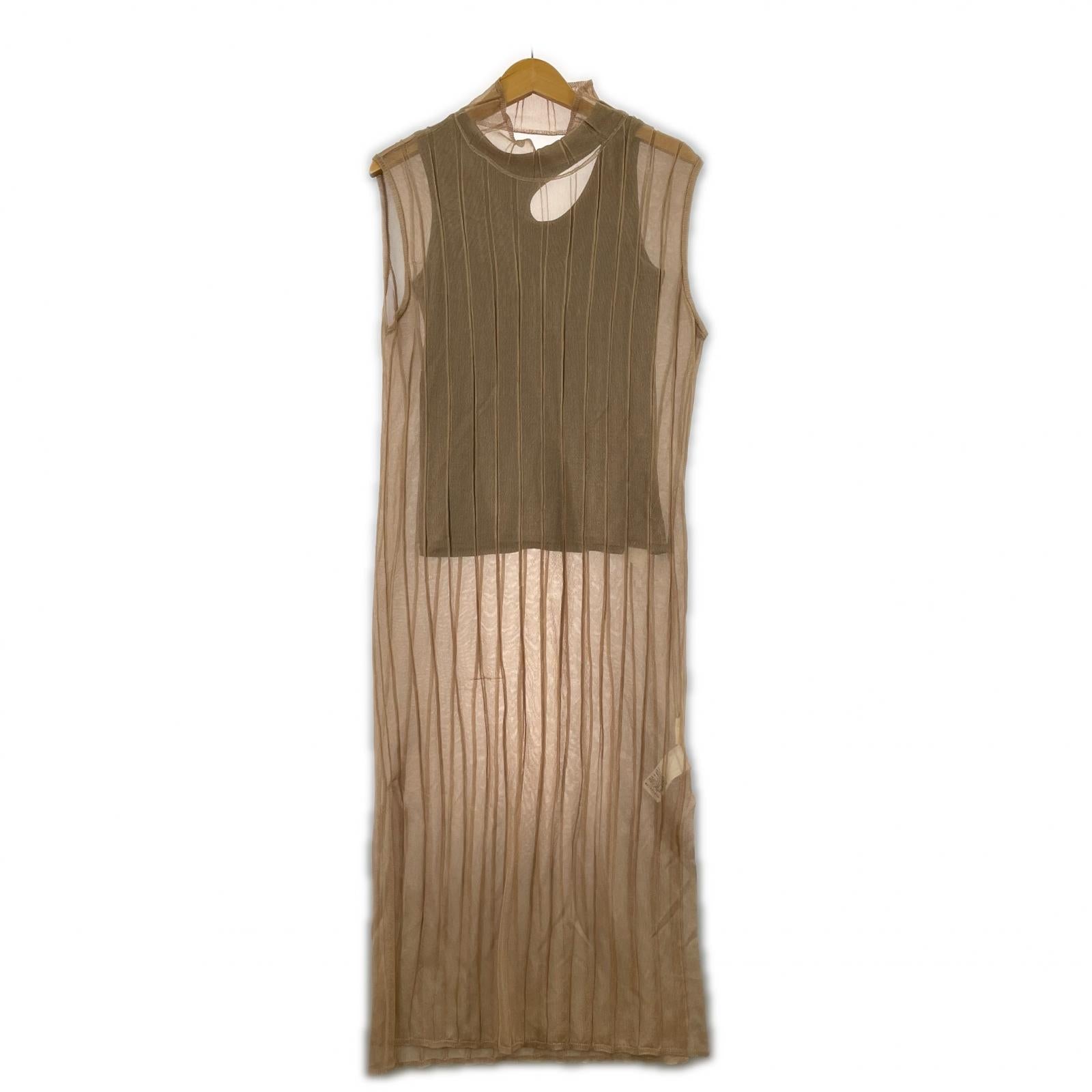 ワンピース MEDI SHEER LAYERED DEFORMATION インナー付 ブラウン