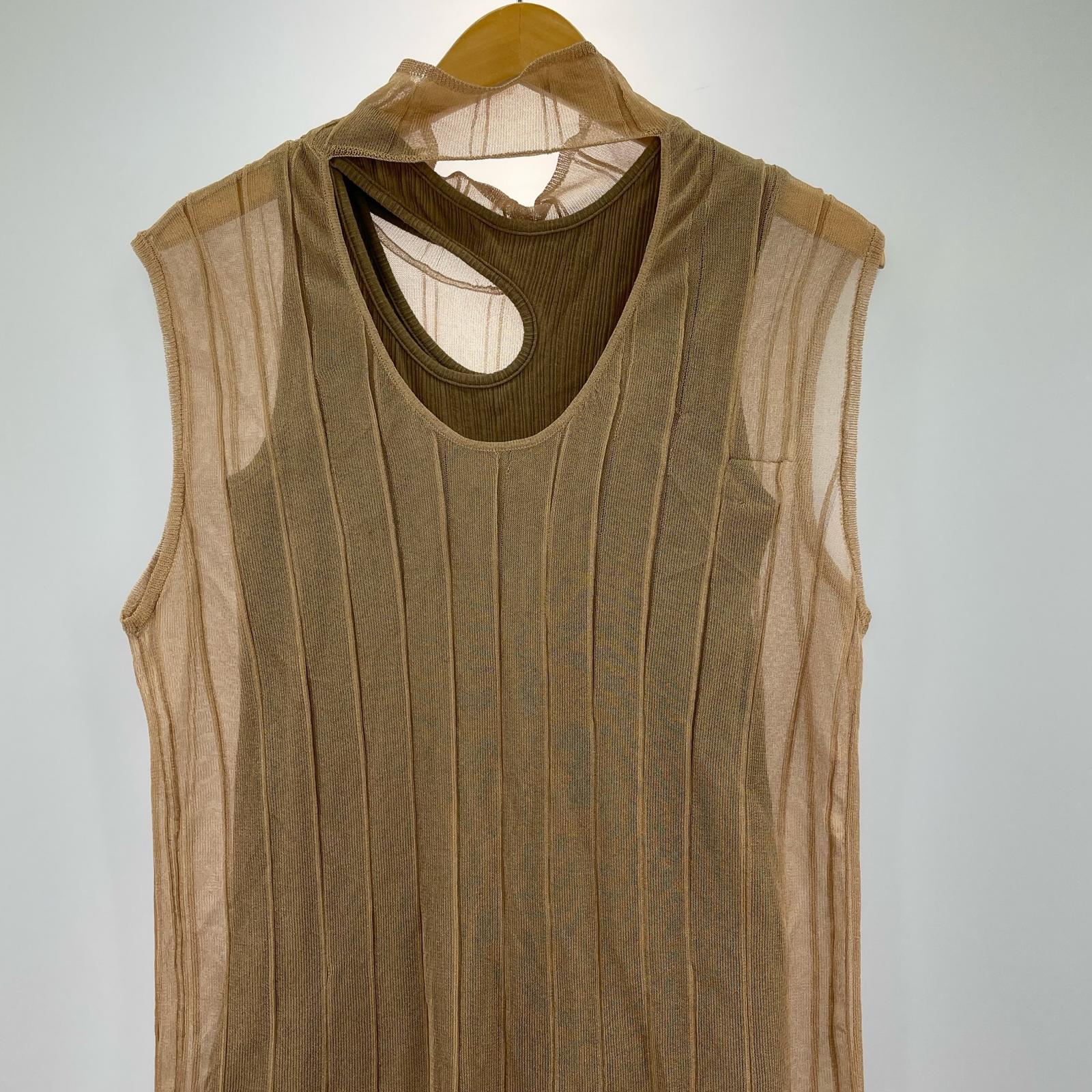 ワンピース MEDI SHEER LAYERED DEFORMATION インナー付 ブラウン