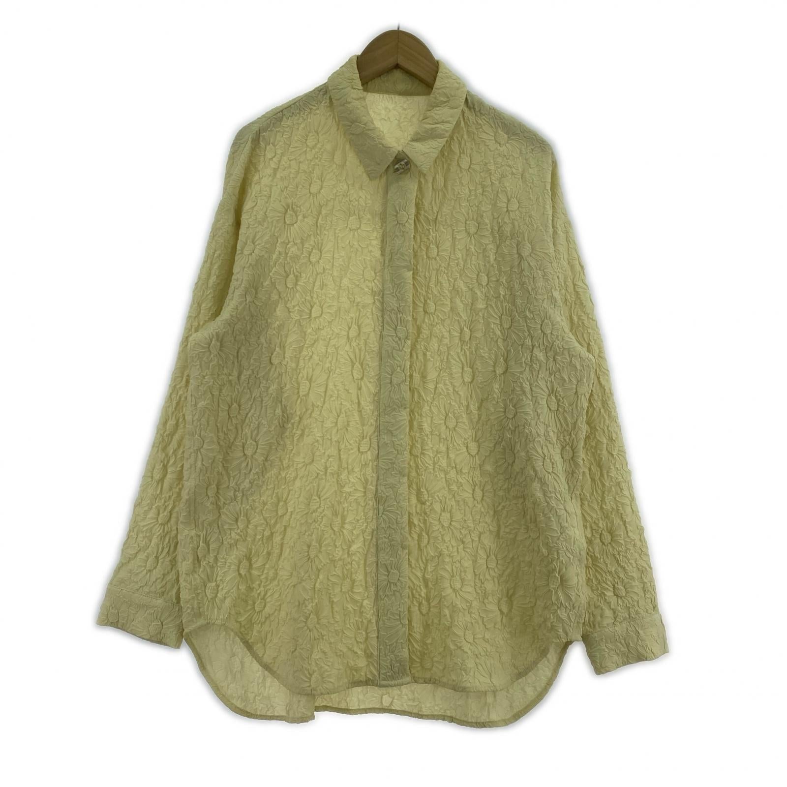 長袖シャツ SHRINK FLOWER SHIRT YEL ししゅ フリー グリーン