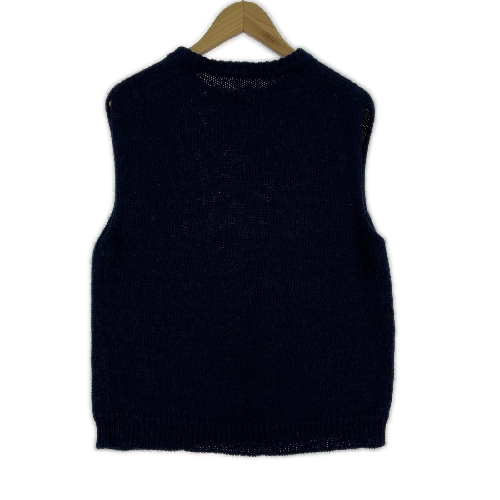 ニット VAN DER STRAETE ニットベスト S 紺 S ネイビー