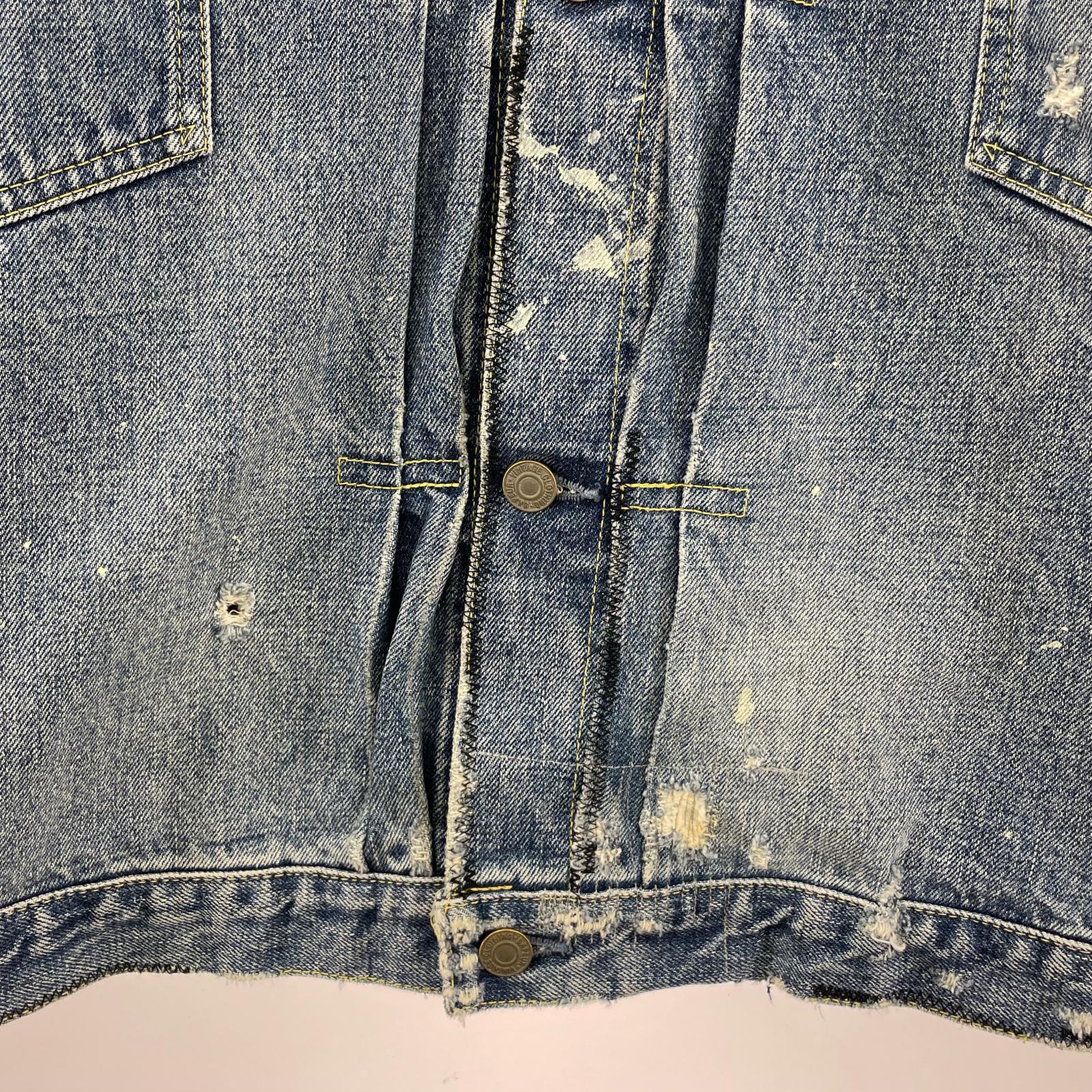 デニムジャケット ダメージ加工 デニムジャケット (XL) インディゴ ブルー