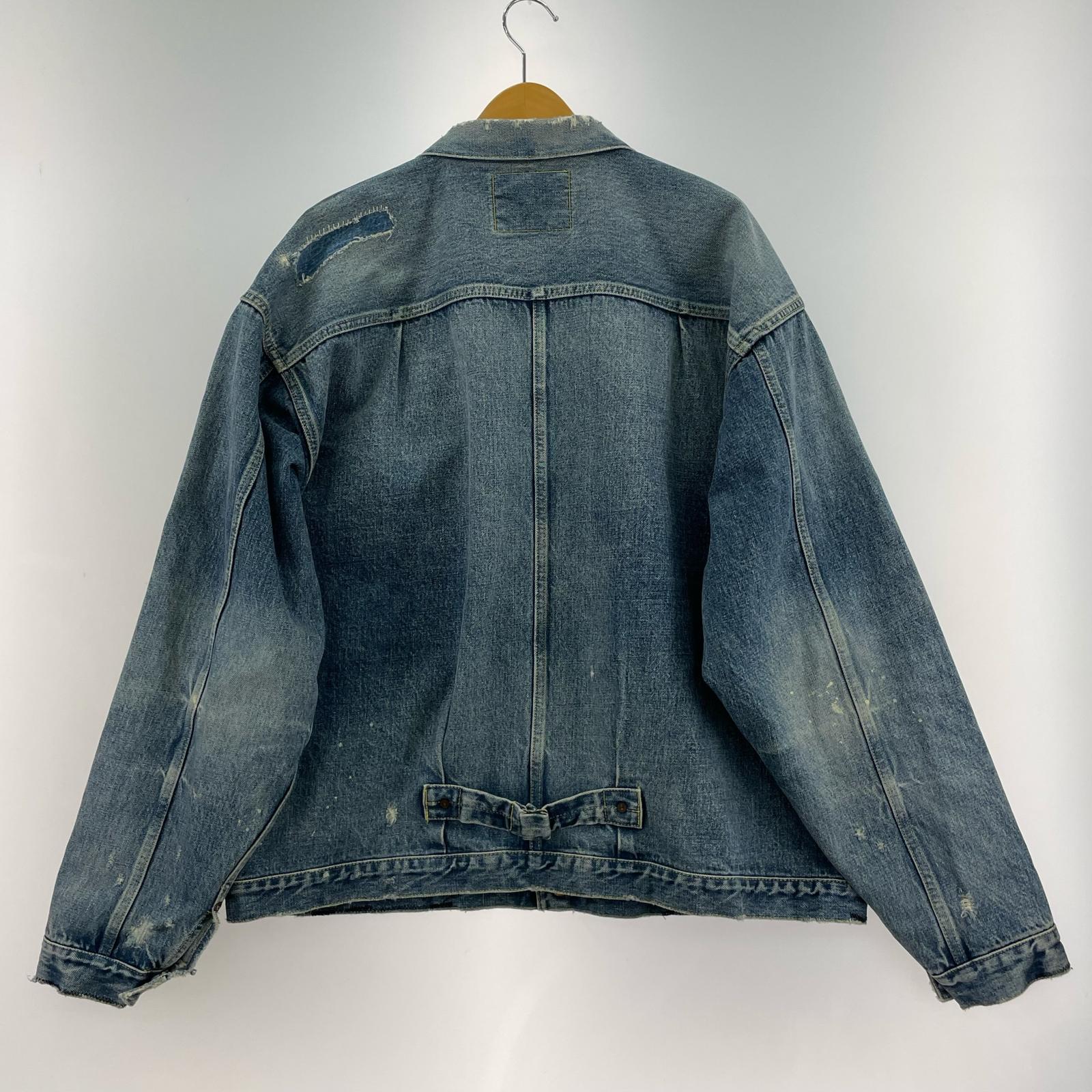 デニムジャケット ダメージ加工 デニムジャケット (XL) インディゴ ブルー
