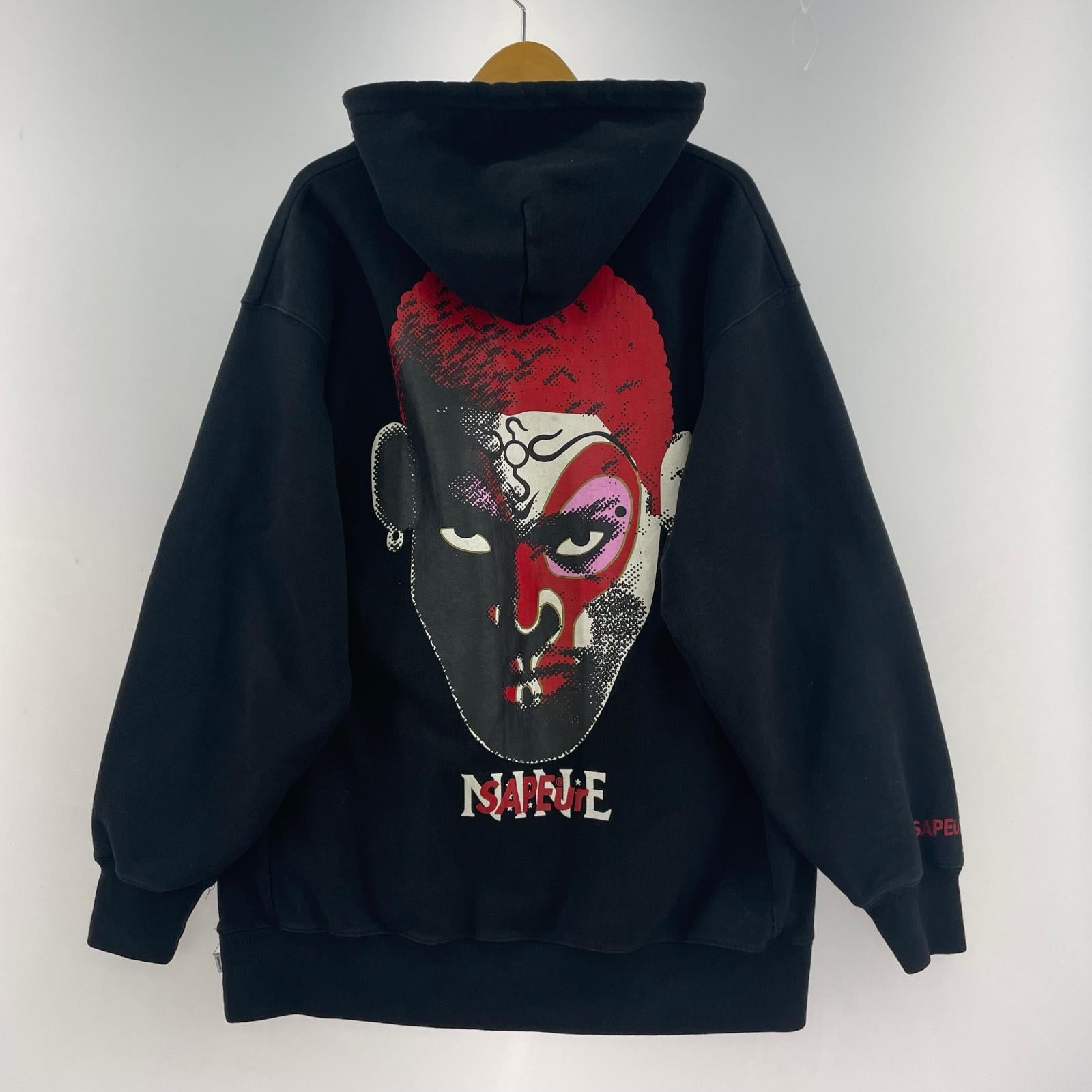 パーカー SAPeur×NINE RULAZ LINE バックプリント パーカー ブラック