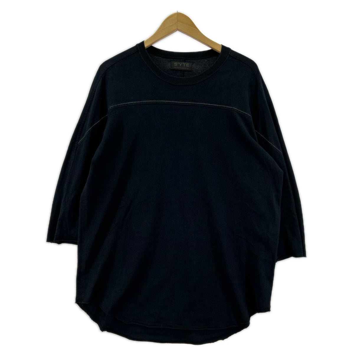 長袖Tシャツ S'YTE センターステッチ 七分丈カットソー ブラック