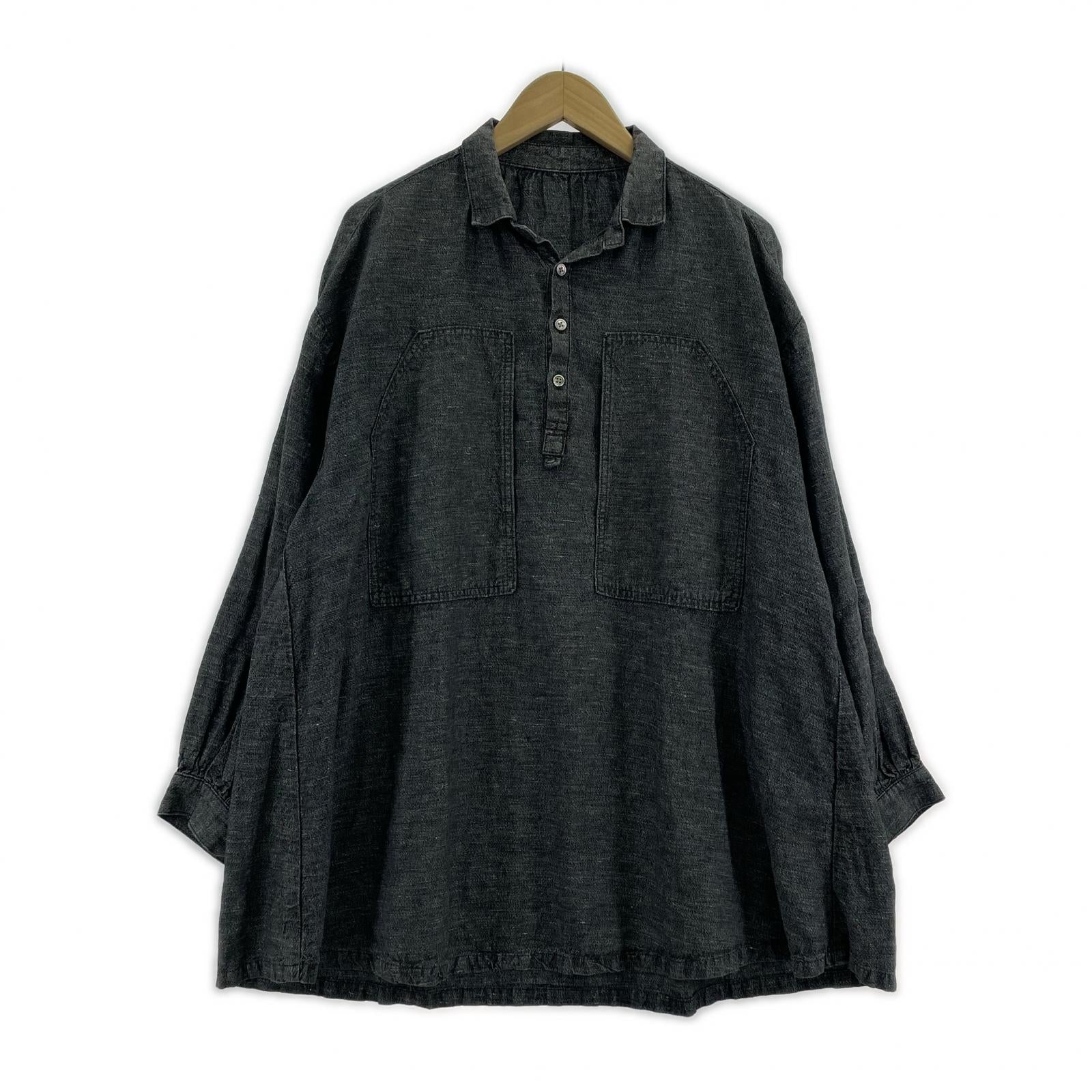 長袖シャツ Porter Classic BRESSON LINEN LONG SMOCK SHIRT 2 グレー グレー