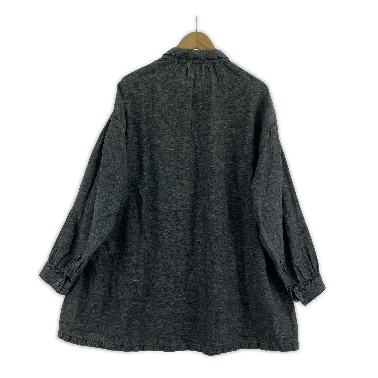 長袖シャツ Porter Classic BRESSON LINEN LONG SMOCK SHIRT 2 グレー グレー