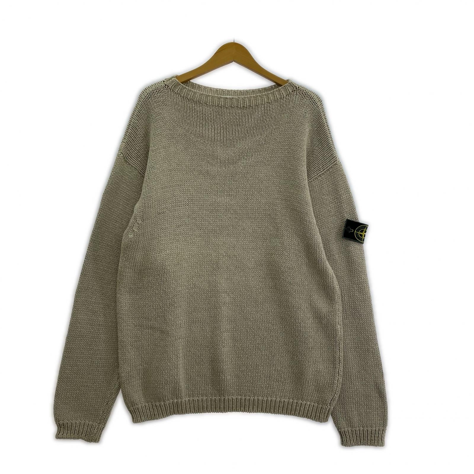 ニット 90s グリーンエッジワッペン クルーネックニット (L) スモーキーベージュ L