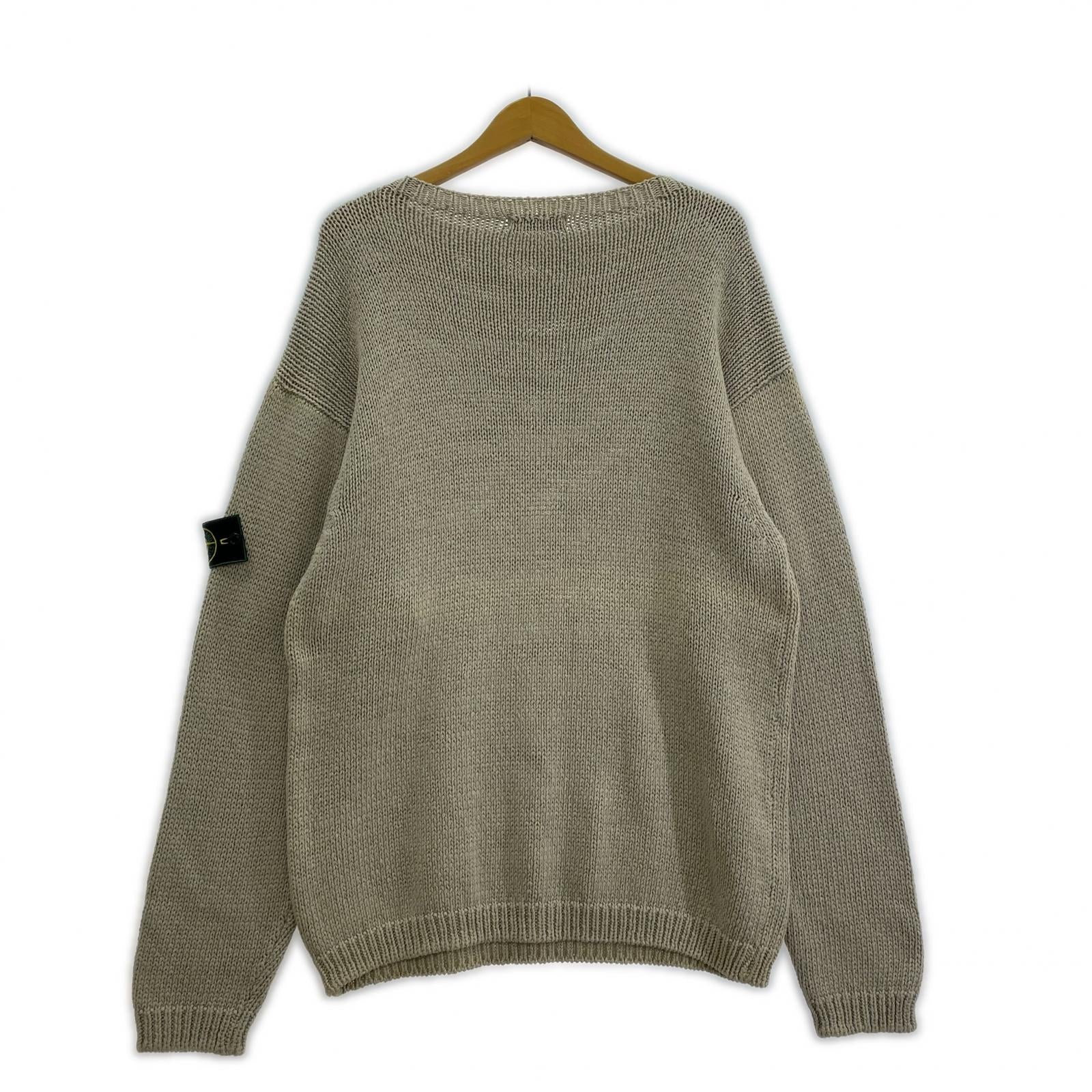 ニット 90s グリーンエッジワッペン クルーネックニット (L) スモーキーベージュ L