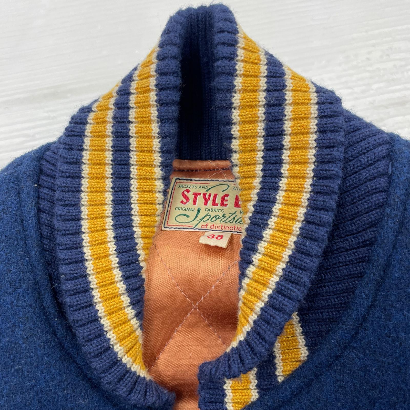 ジャケット STYLE EYES M16489 M16490 袖レザー 38 ネイビー