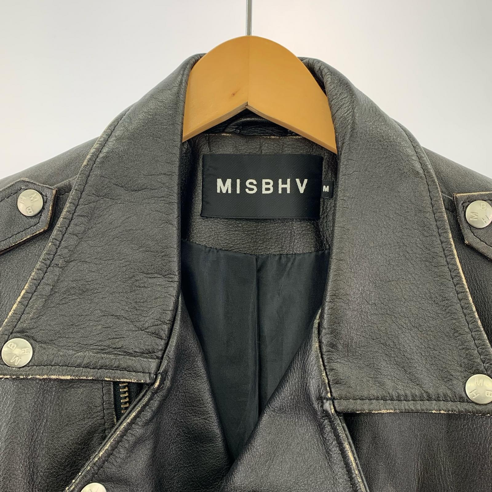 ジャケット MISBHV 名作 バックプリント ダブルライダースジャケット M ブラック M ブラック