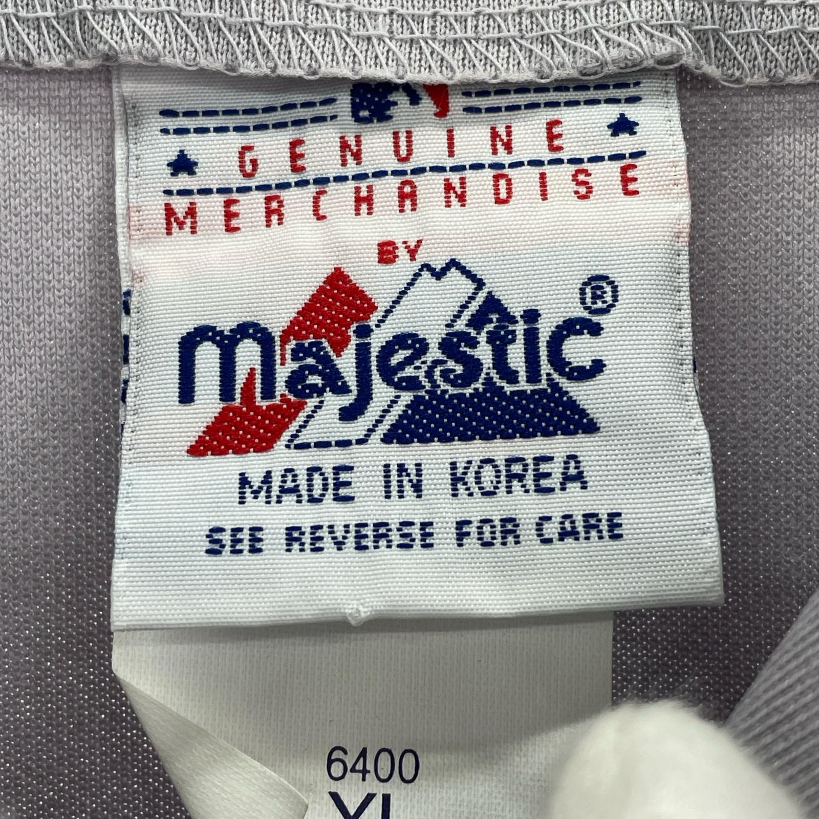 半袖シャツ 00s Majestic 韓国製 NEW YORK ベースボールシャツ XL グレー