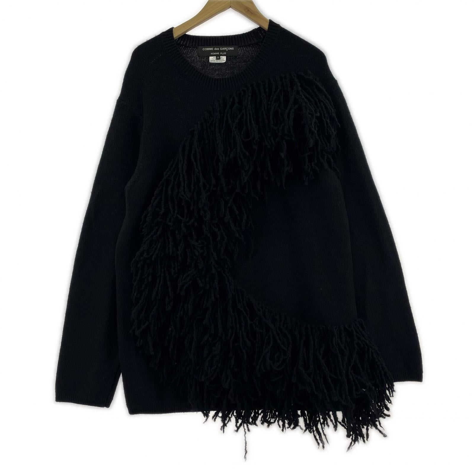 ニット HOMME PLUS 23AW フリンジニット 黒 (M) M ブラック