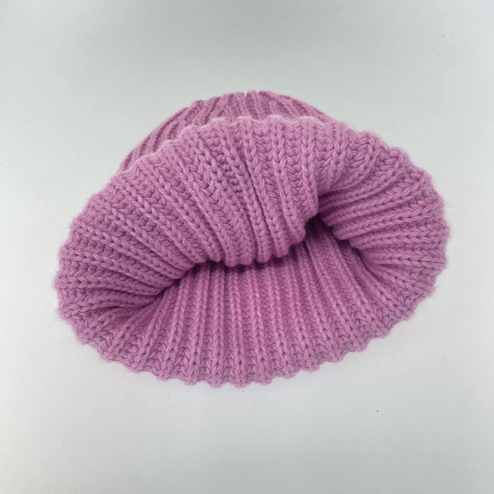 ニットキャップ CHUNKY RIB CLASSIC LOGO BEANIE ピンク
