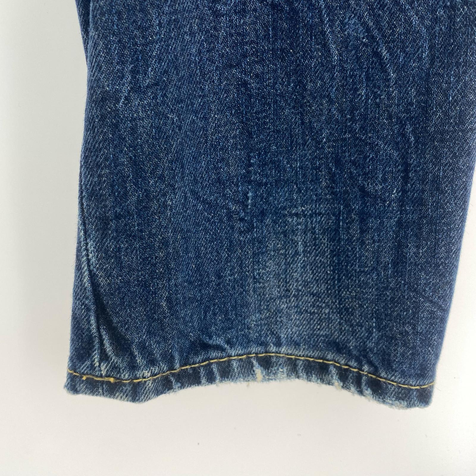 デニムパンツ バスキアペイント ダメージ加工 ボタンフライ デニムパンツ 44 ネイビー